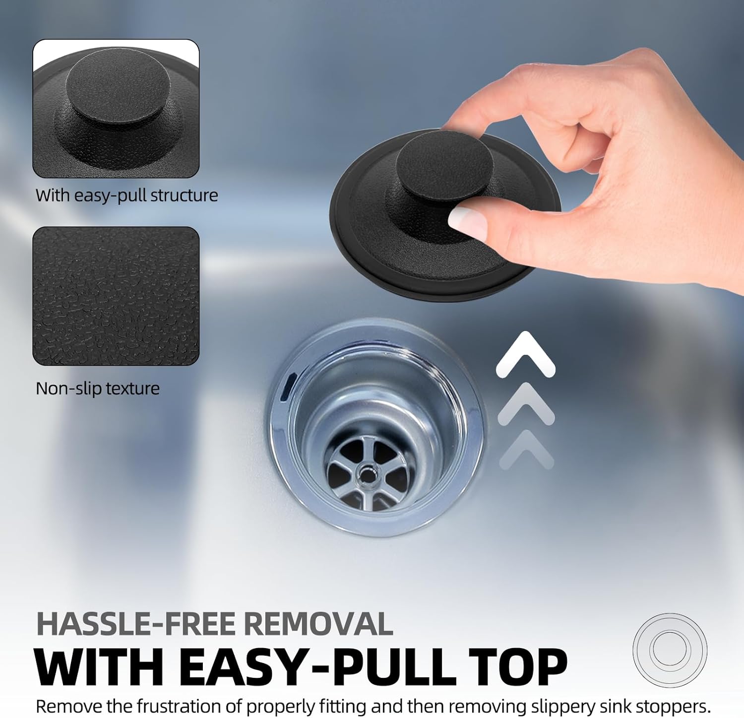 (2 Pack) Exact Replacement for InSinkErator STP-PL/STPPL Black Rubber Sink Stopper for Garbage Disposal – Compatible with Standard 3-1/2