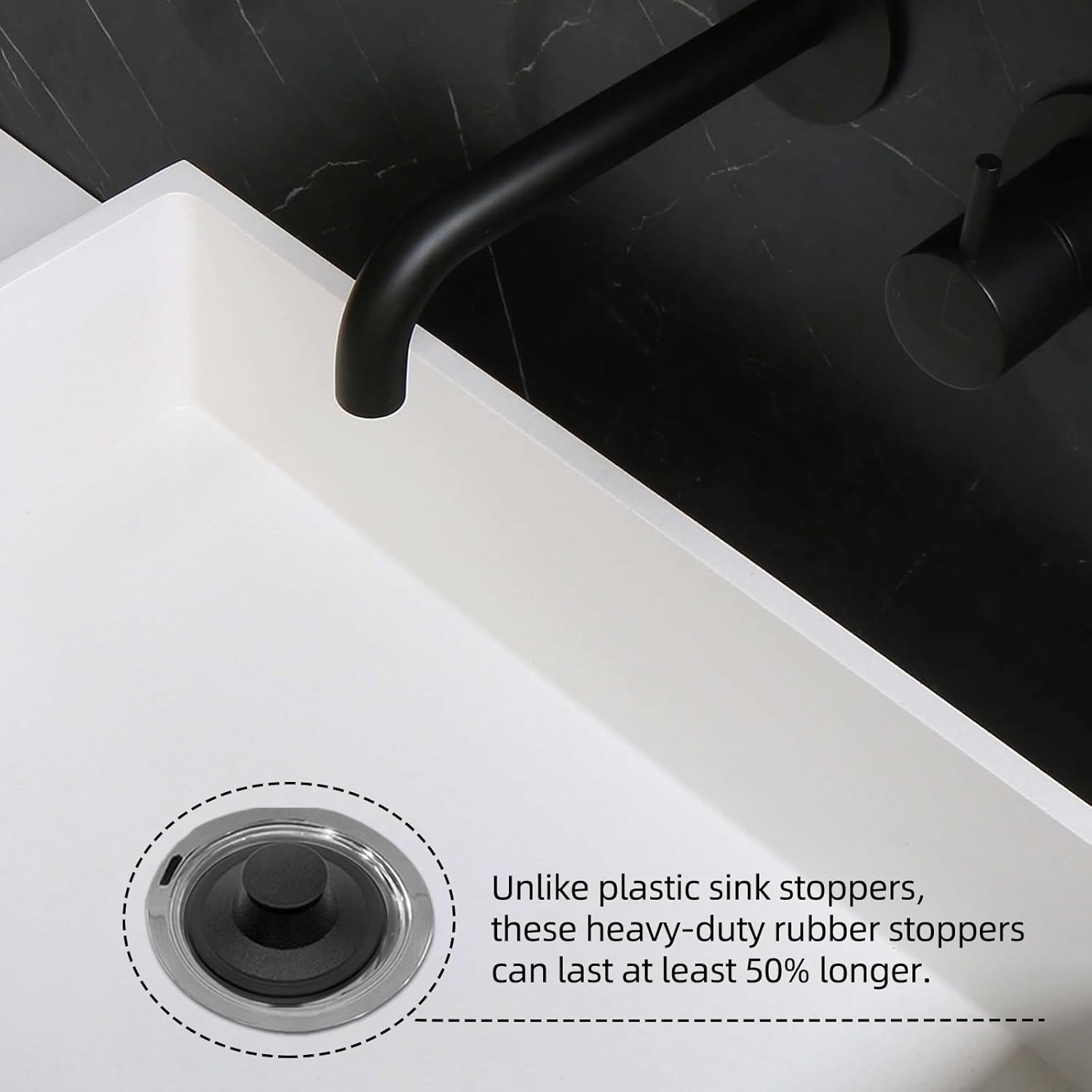(2 Pack) Exact Replacement for InSinkErator STP-PL/STPPL Black Rubber Sink Stopper for Garbage Disposal – Compatible with Standard 3-1/2