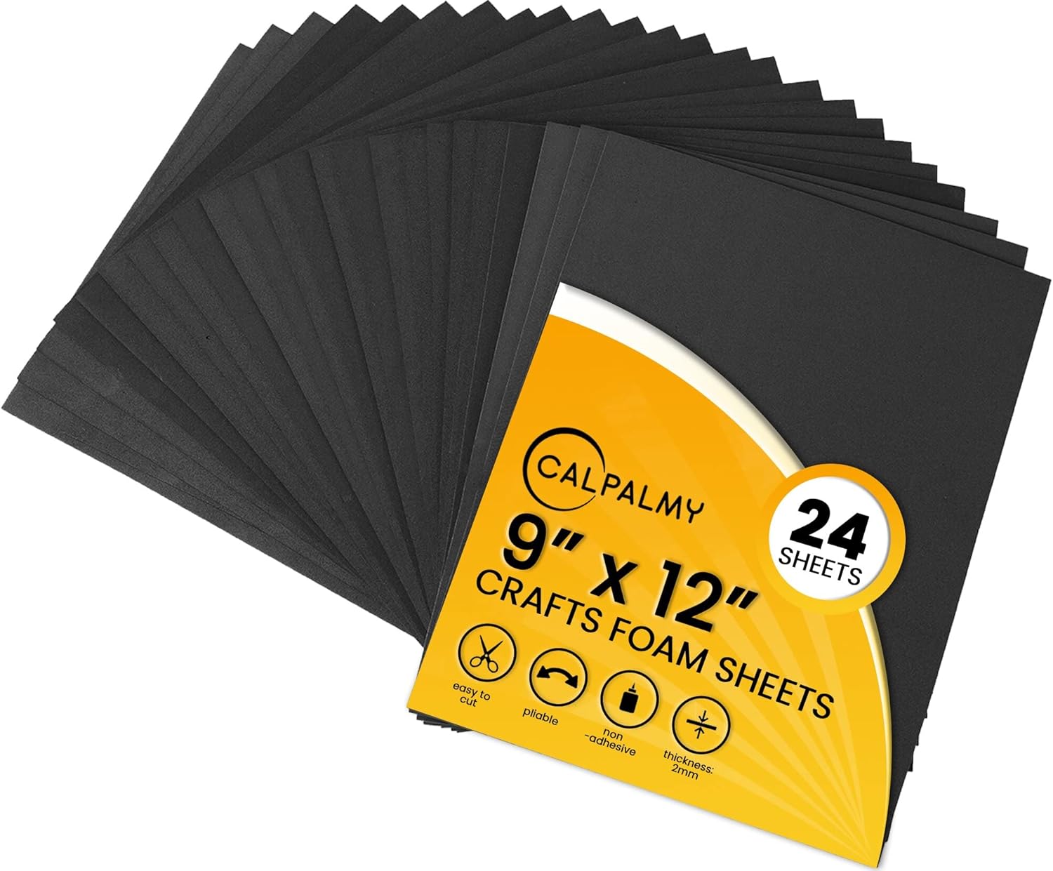 24 Ct Sheets Black EVA Cosplay Foam in 9” x 12’’ Sheets; High Density Thick Foam 85 kg/m³, 2mm (1/12”); Great for Costumes, Props, Armor, Masks, Arts and Crafts Projects - Image 1