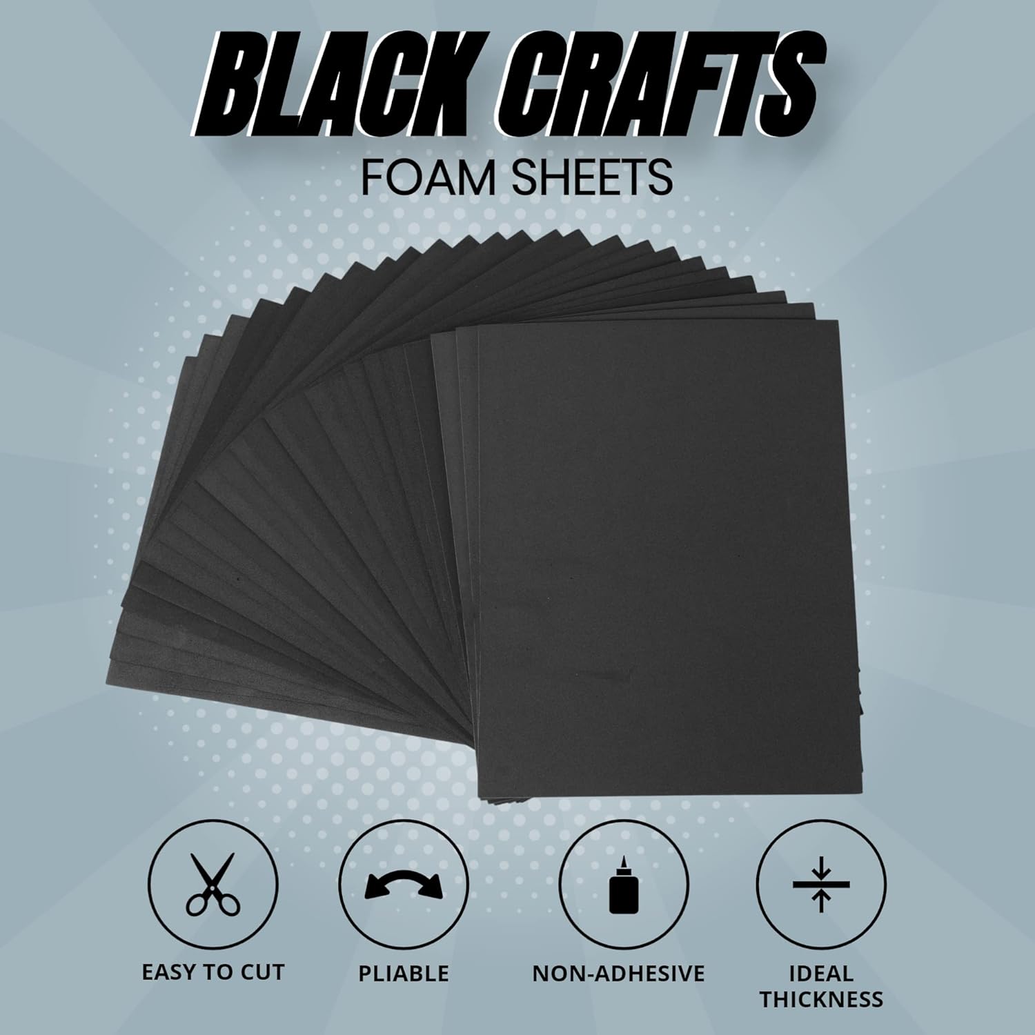 24 Ct Sheets Black EVA Cosplay Foam in 9” x 12’’ Sheets; High Density Thick Foam 85 kg/m³, 2mm (1/12”); Great for Costumes, Props, Armor, Masks, Arts and Crafts Projects - Image 2
