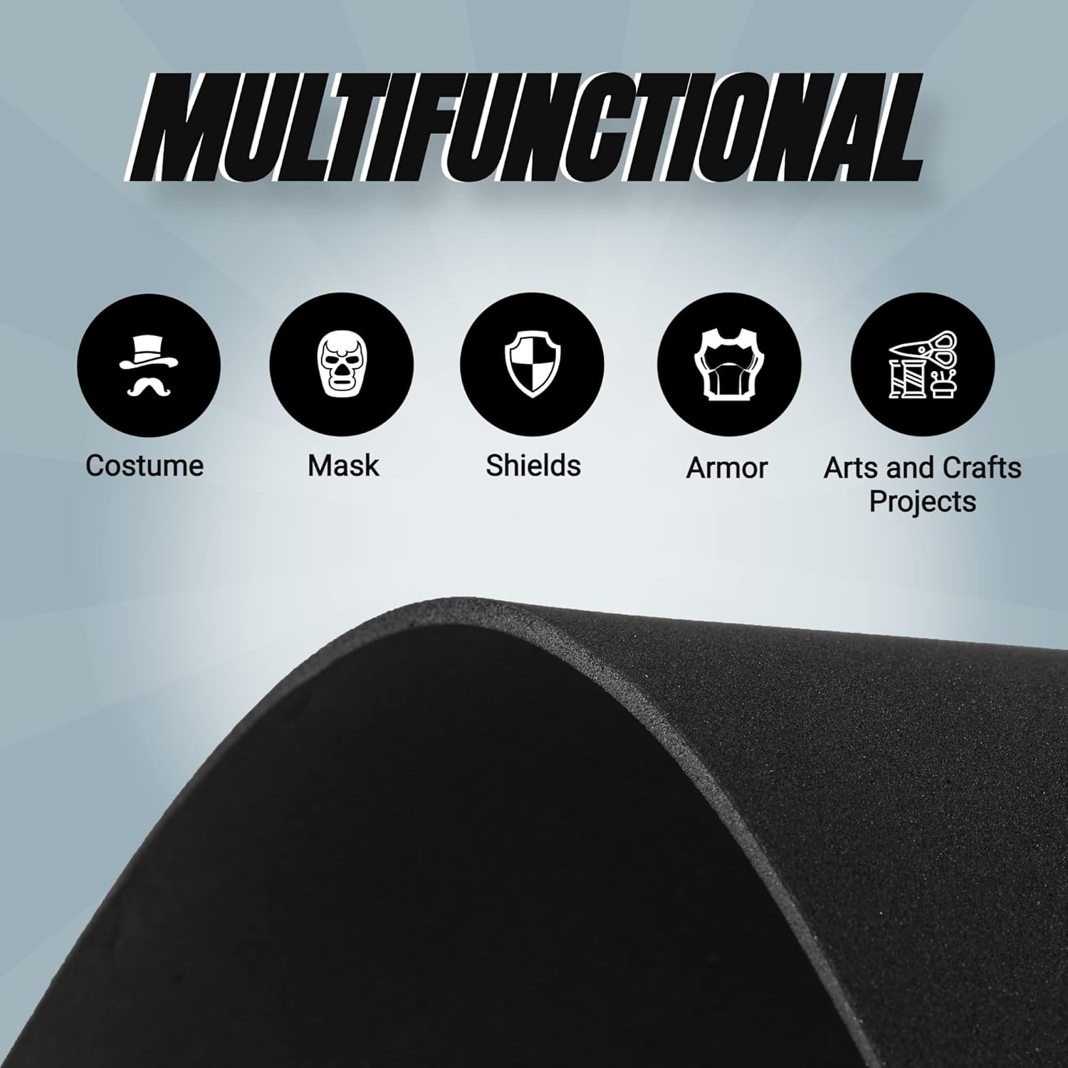 24 Ct Sheets Black EVA Cosplay Foam in 9” x 12’’ Sheets; High Density Thick Foam 85 kg/m³, 2mm (1/12”); Great for Costumes, Props, Armor, Masks, Arts and Crafts Projects - Image 4
