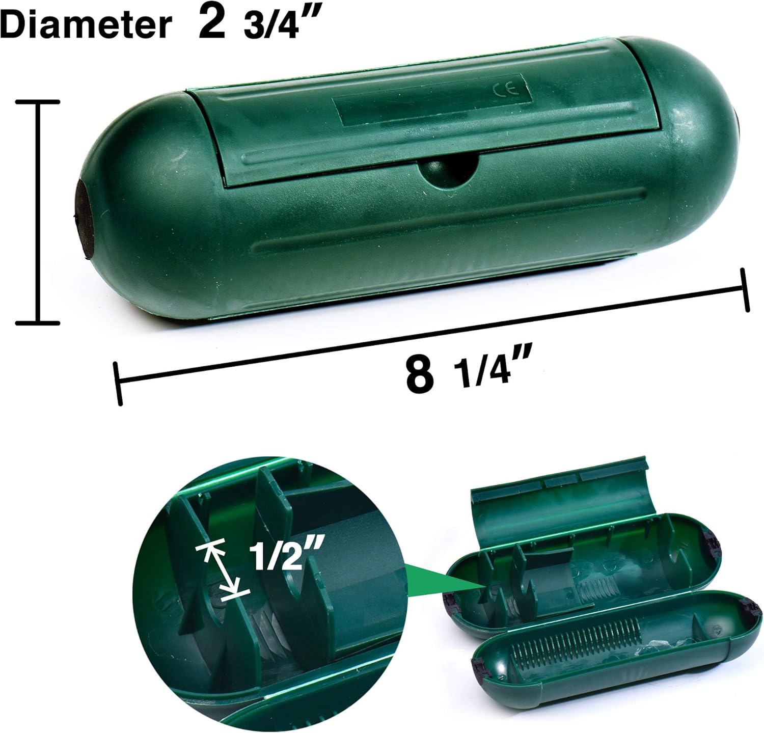 4 Pack Extension Cord Protective Cover Set (Green) | Indoor Outdoor Water-Resistant Holder for Holiday String Lights, Plugs and Wires | Capsule Shaped Protector with Large Compartment - Image 3