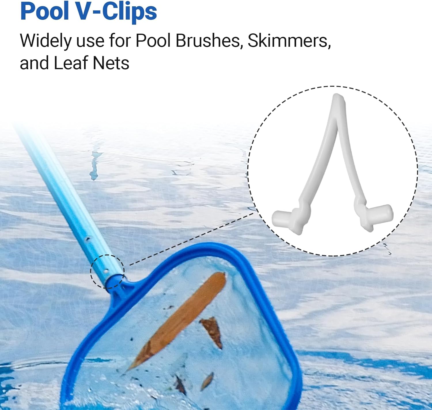 (21-Pack)  Replacement Pool V-Clips - Pool Brush Plastic Clips/Pool Pole Net Clips for Cleaning Pool Walls - Perfect for Pool Brushes, Skimmers, and Leaf Nets - Made from Heavy-Duty Plastic - Image 3