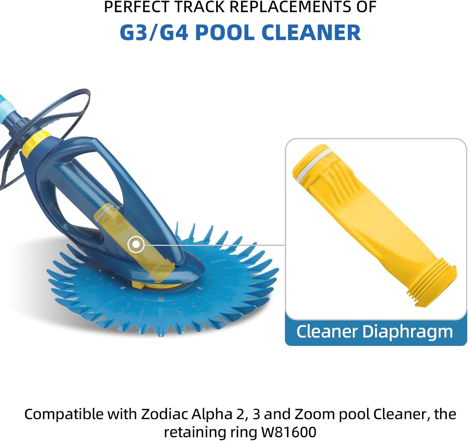 (4-Pack Pool Cleaner Diaphragm Exact Replacement W69698 W81701 W81700 with Retainging Ring W81600 | Compatible with Zodiac G3 G4 Alpha 2 3 - Made from Heavy Duty Rubber - Image 4