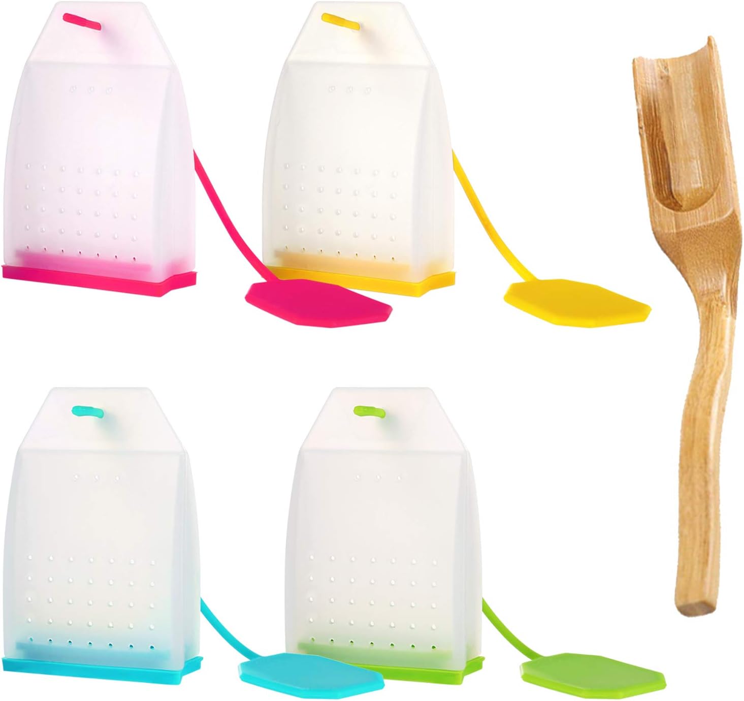 Silicone Tea Infuser, 4 Pack Loose Leaf Tea Filter Bags Strainer with Spoon - Image 1