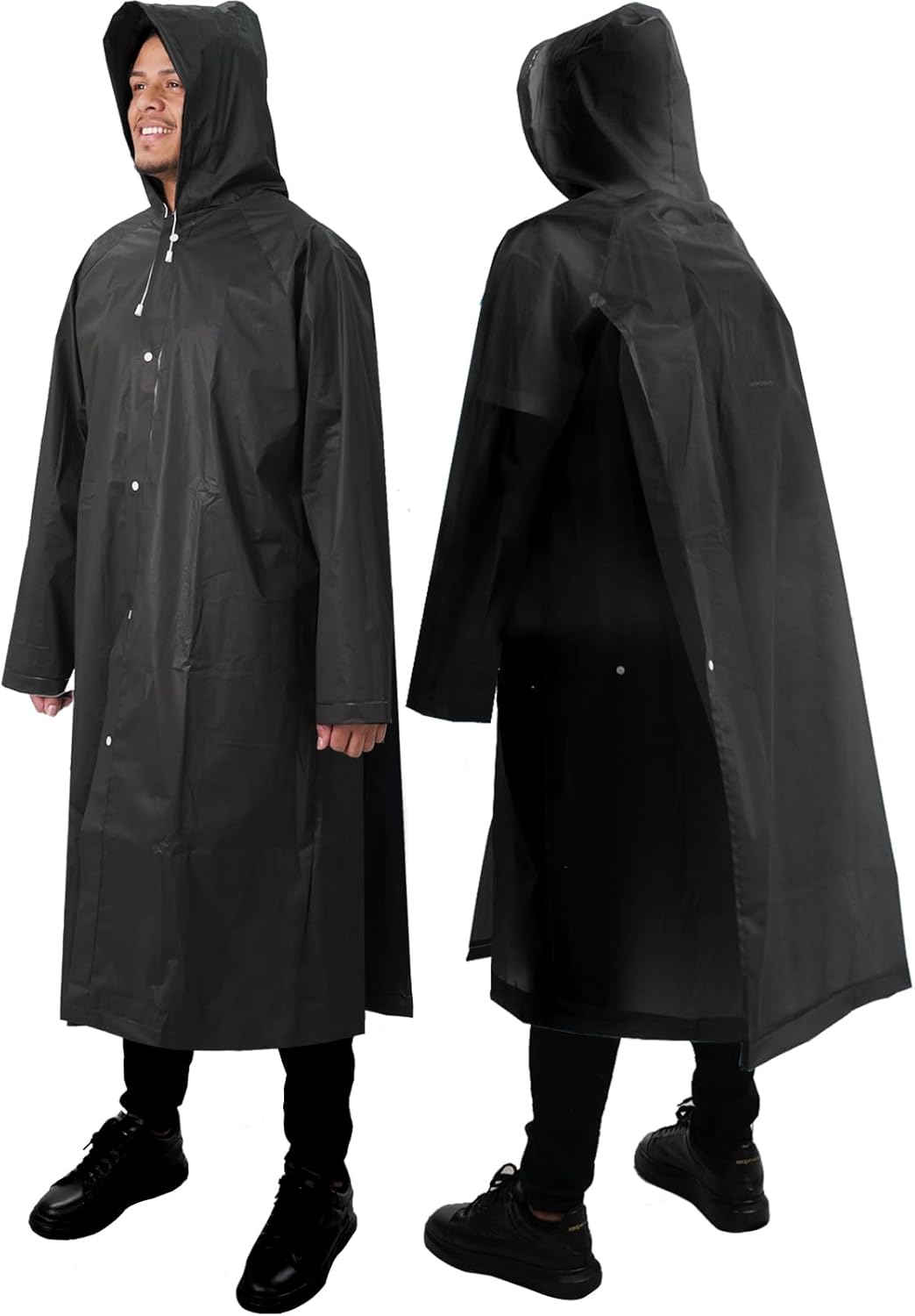2-Pack Rain Ponchos for Adults Reusable Raincoats with Hooded and Drawstring Emergency for Men Women - Image 1