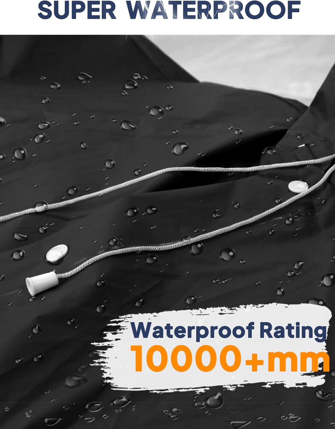 2-Pack Rain Ponchos for Adults Reusable Raincoats with Hooded and Drawstring Emergency for Men Women - Image 4