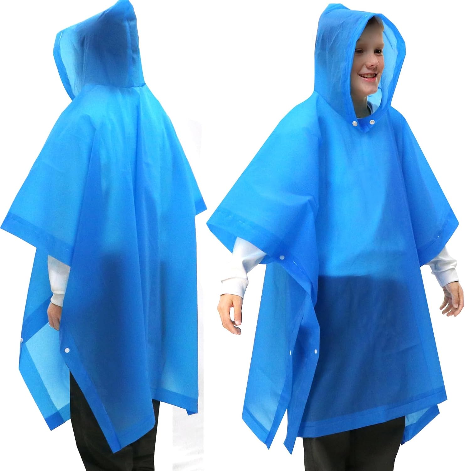 2 Pack Raincoats for Kids Emergency Ponchos Reusable Rain Poncho with Hood Waterproof Rain Coats for Boys and Girls - Image 1