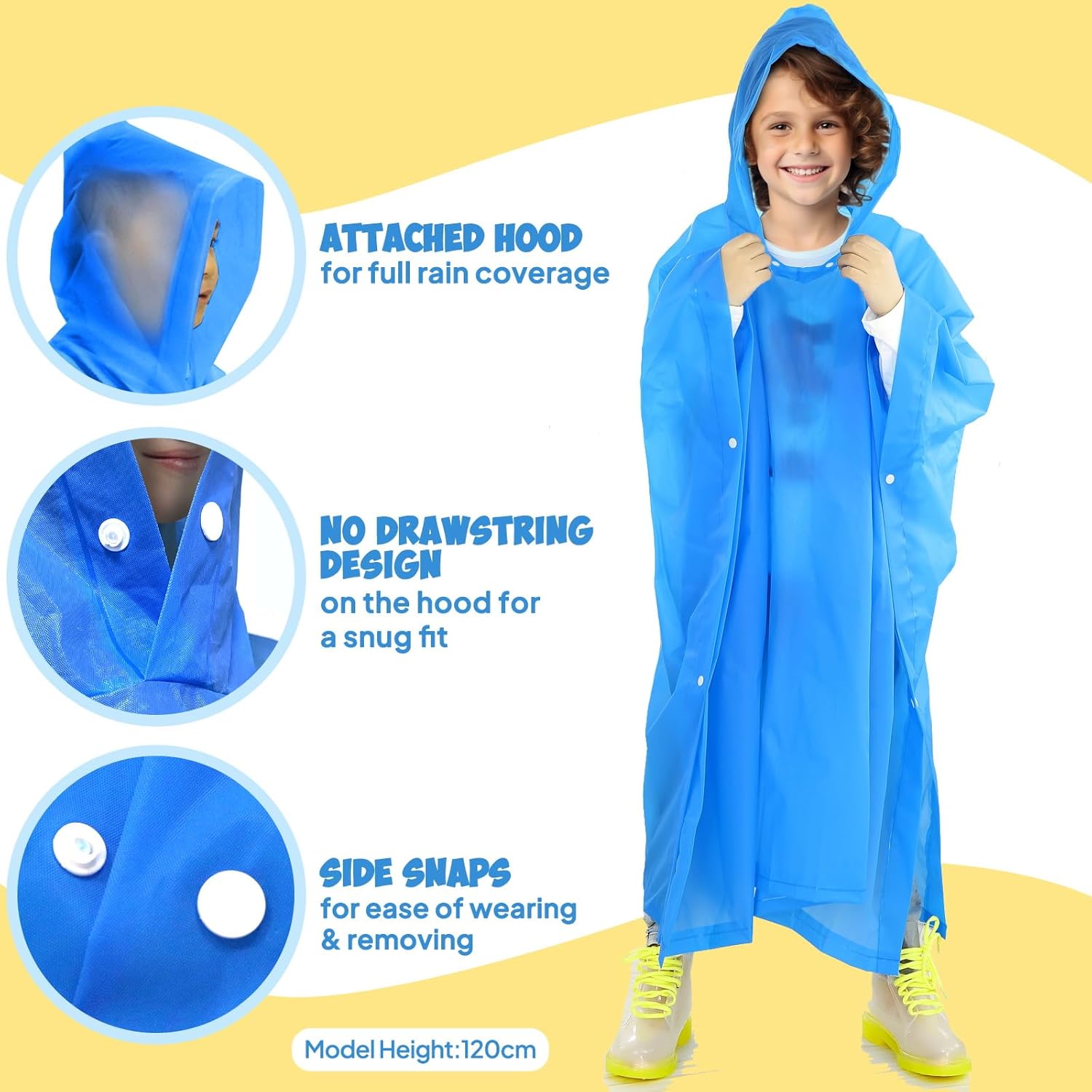 2 Pack Raincoats for Kids Emergency Ponchos Reusable Rain Poncho with Hood Waterproof Rain Coats for Boys and Girls - Image 3