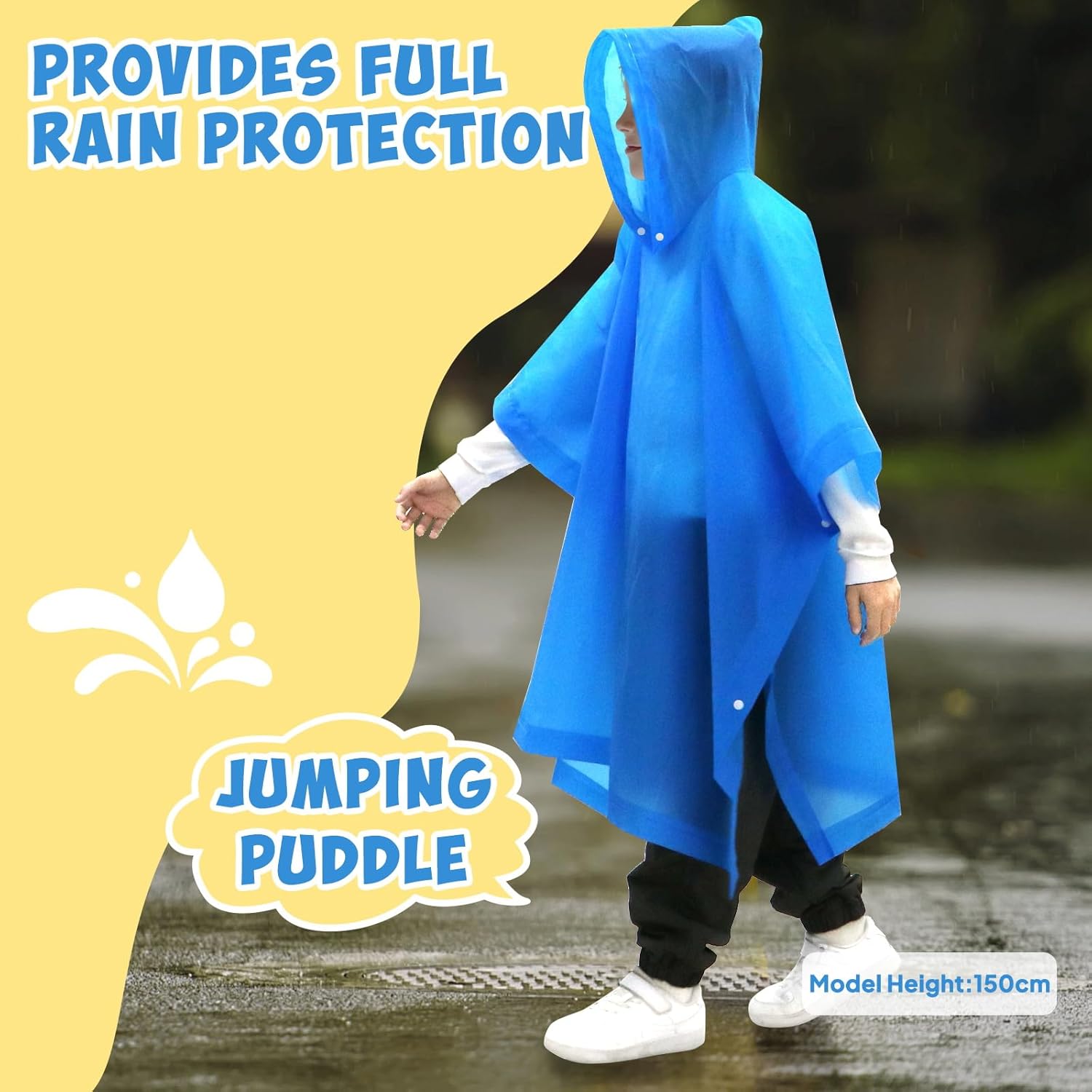 2 Pack Raincoats for Kids Emergency Ponchos Reusable Rain Poncho with Hood Waterproof Rain Coats for Boys and Girls - Image 5