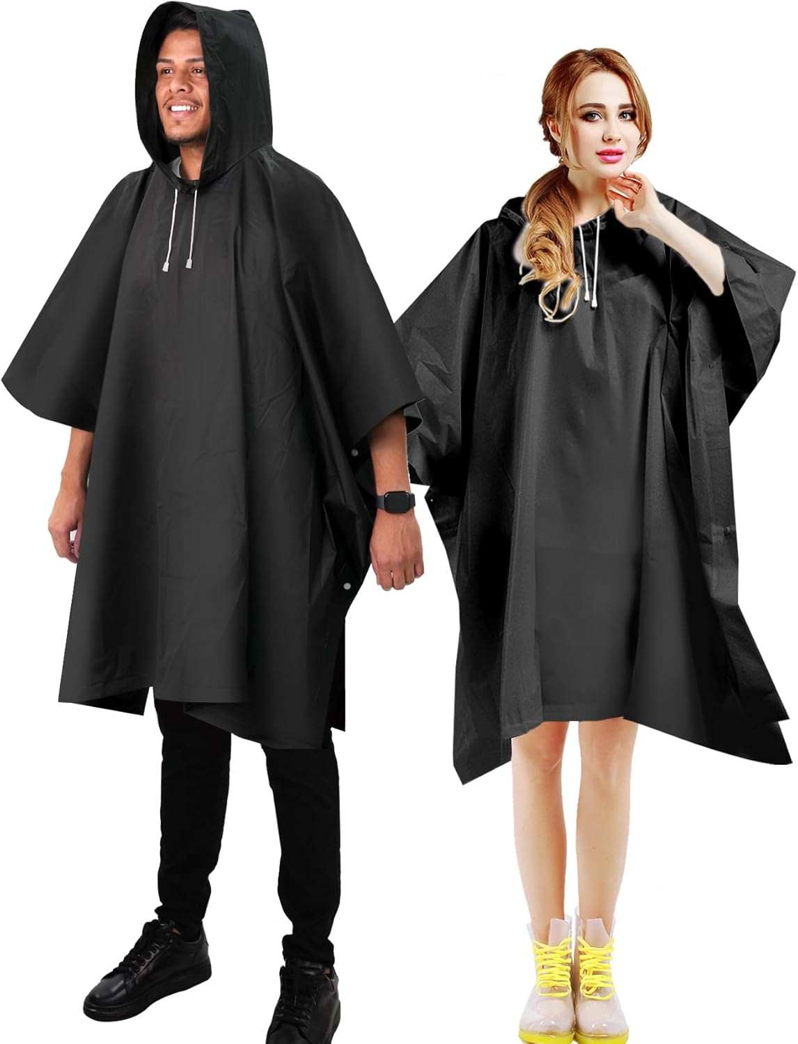 Rain Ponchos for Adult Emergency Raincoats Reusable Hooded Rain Jackets for Men Women(2 pack) - Image 1