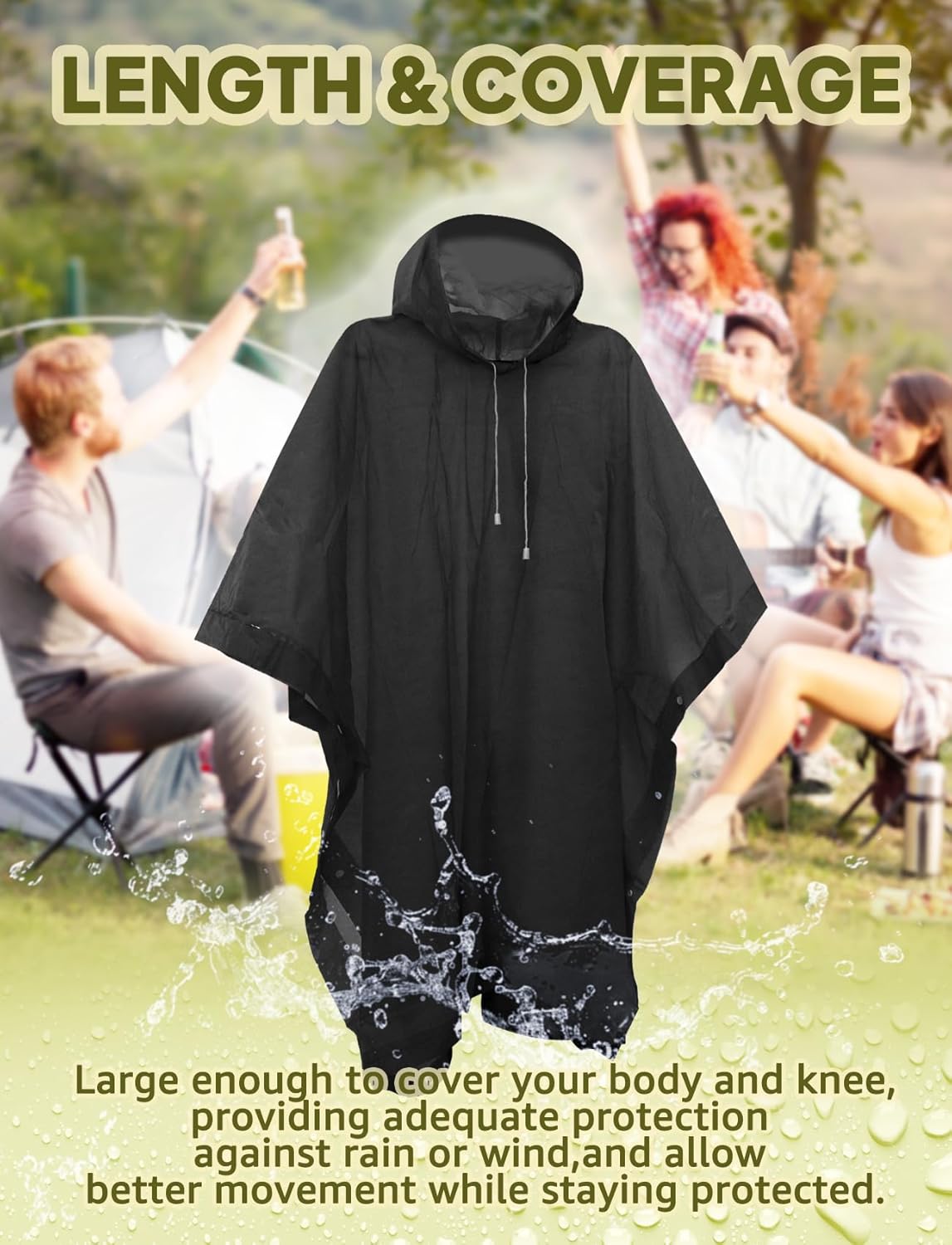 Rain Ponchos for Adult Emergency Raincoats Reusable Hooded Rain Jackets for Men Women(2 pack) - Image 6
