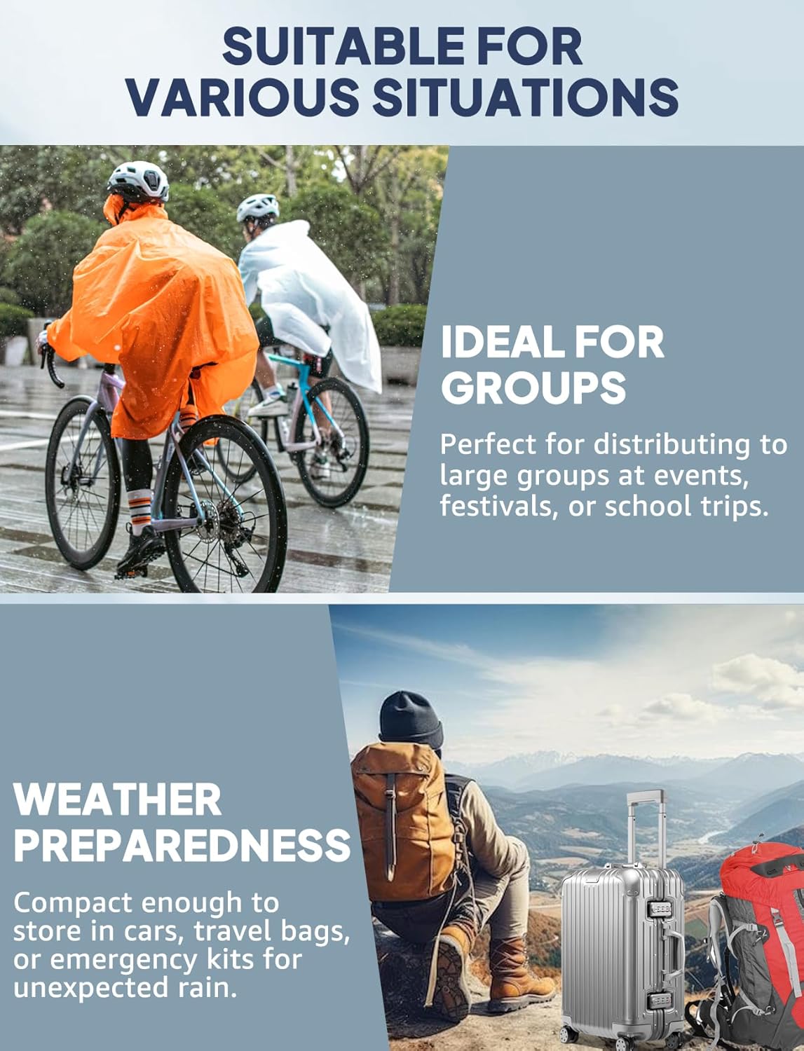 Rain Ponchos for Adult Emergency Raincoats Reusable Hooded Rain Jackets for Men Women(2 pack) - Image 7