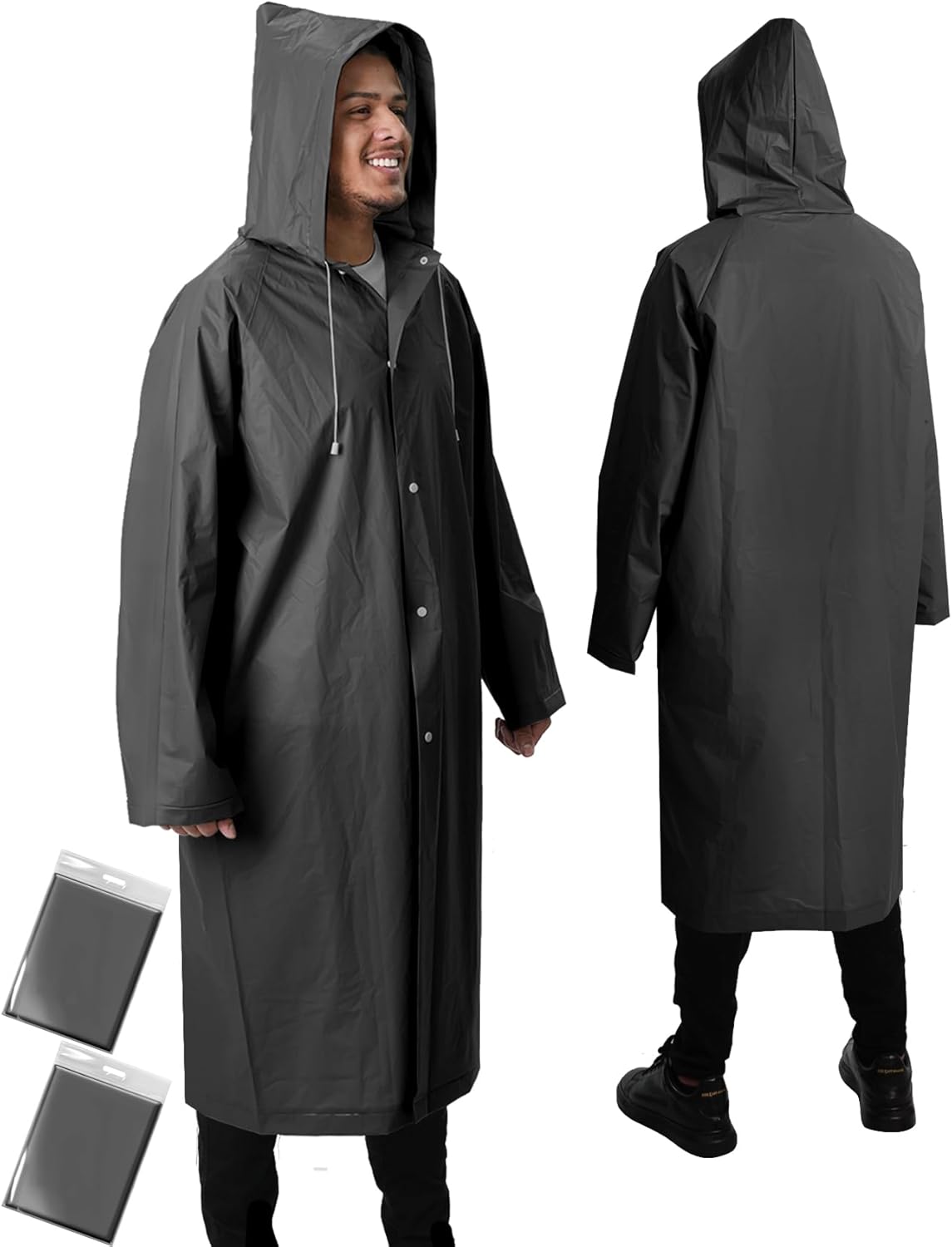 Rain Ponchos for Adults Lightweight Reusable Raincoats for Men Women Emergency Rain Jacket with Hood 2 Pack - Image 1