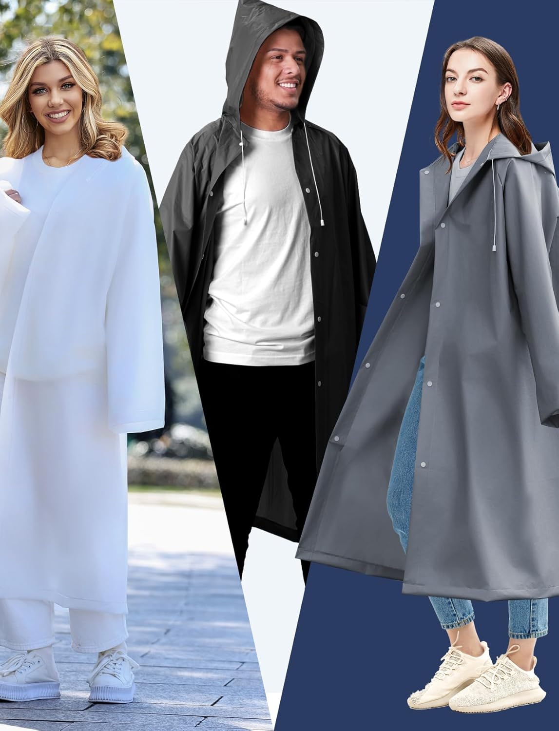 Rain Ponchos for Adults Lightweight Reusable Raincoats for Men Women Emergency Rain Jacket with Hood 2 Pack - Image 2