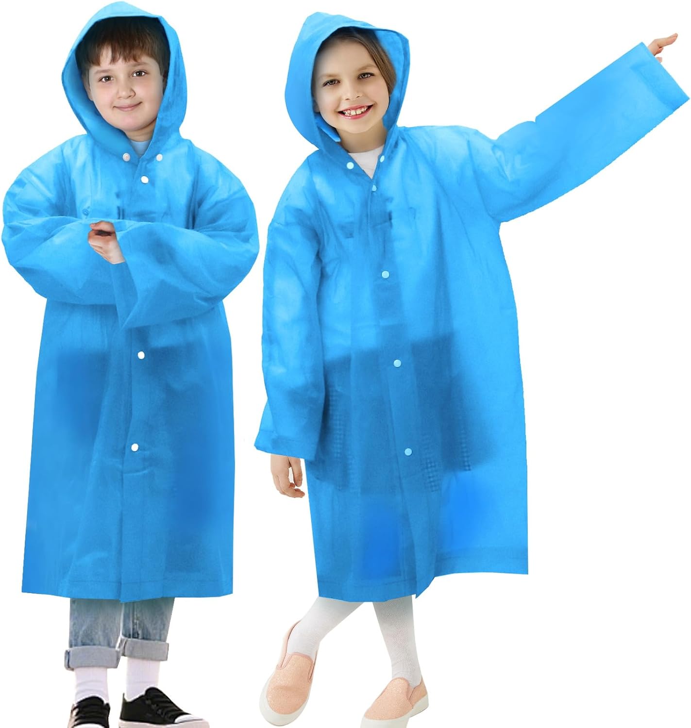 Kids Rain Poncho with Hood Lightweight Emergency Raincoat Reusable Boys and Girls Rain Jacket for Disney Travel Outdoor - Image 1