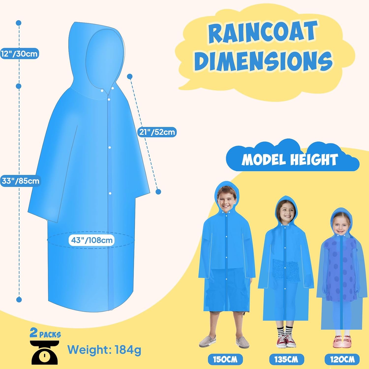 Kids Rain Poncho with Hood Lightweight Emergency Raincoat Reusable Boys and Girls Rain Jacket for Disney Travel Outdoor - Image 2