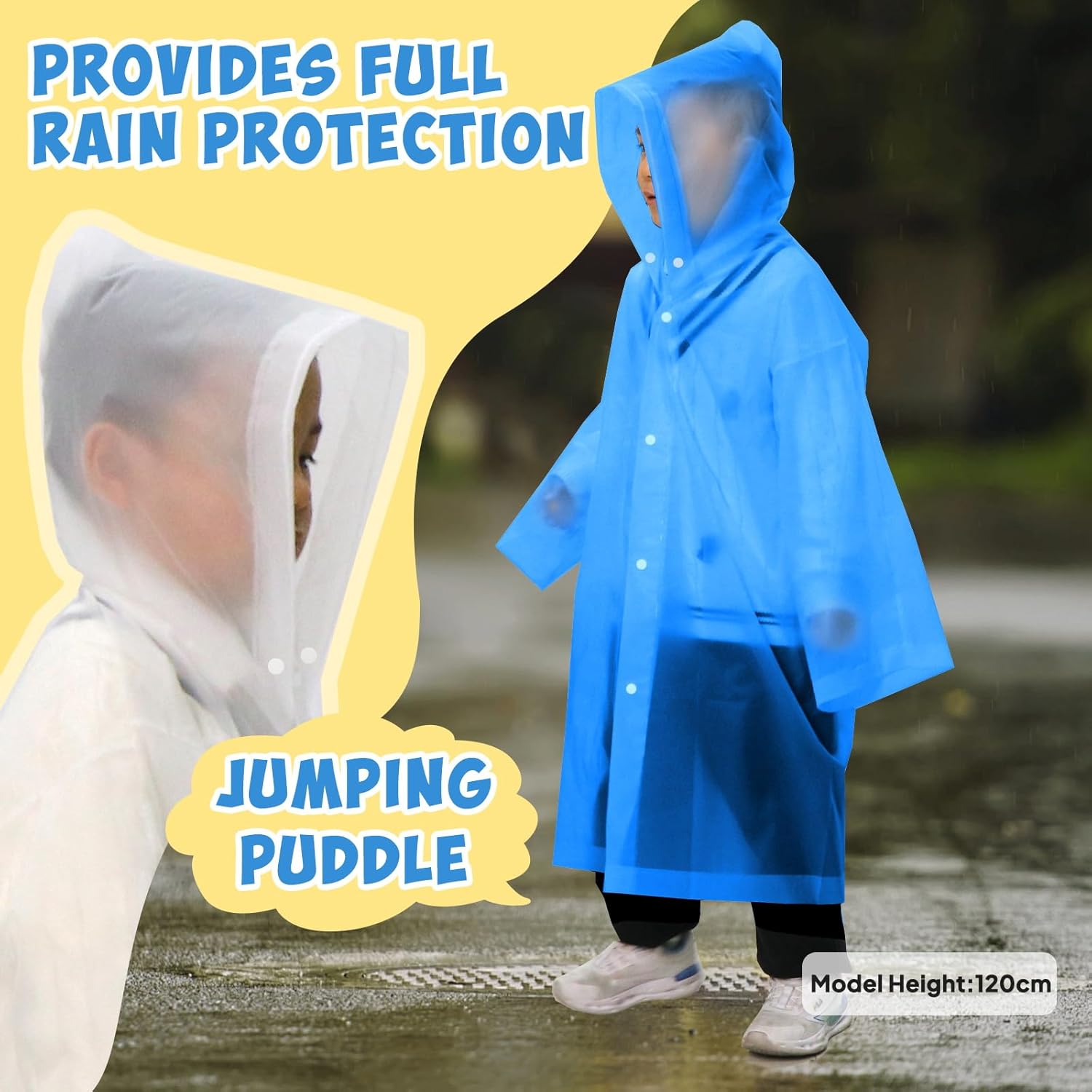 Kids Rain Poncho with Hood Lightweight Emergency Raincoat Reusable Boys and Girls Rain Jacket for Disney Travel Outdoor - Image 3