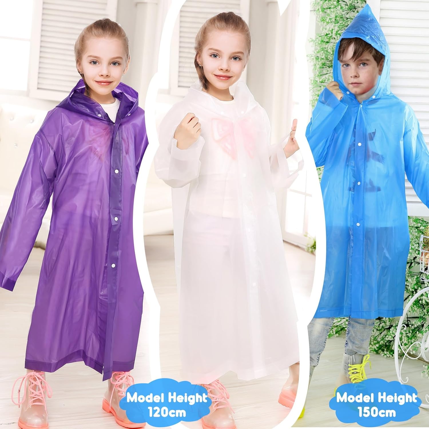 Kids Rain Poncho with Hood Lightweight Emergency Raincoat Reusable Boys and Girls Rain Jacket for Disney Travel Outdoor - Image 6