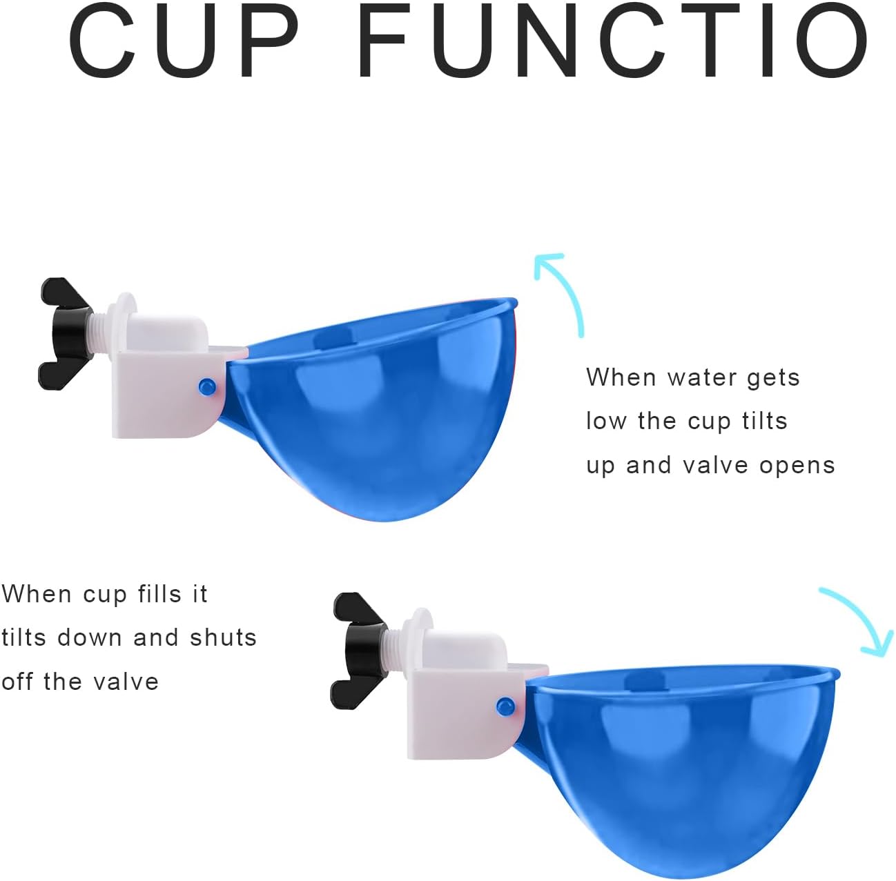 Professional Chicken Waterer Cups, 8 Packs Blue Large Chicken Water Feeder, Tee Fittings Poultry Waterer Suitable for Duck, Chicks, Goose, Turkey, Bunny and Bird with Mounting Hole Opener - Image 4