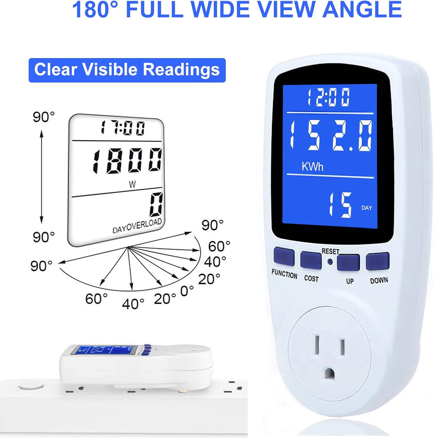 Upgraded Watt Power Meter Plug Home Electrical Usage Monitor Consumption, Energy Voltage Amps Kill Tester with Backlight, Overload Protection, 7 Modes Display - Image 2