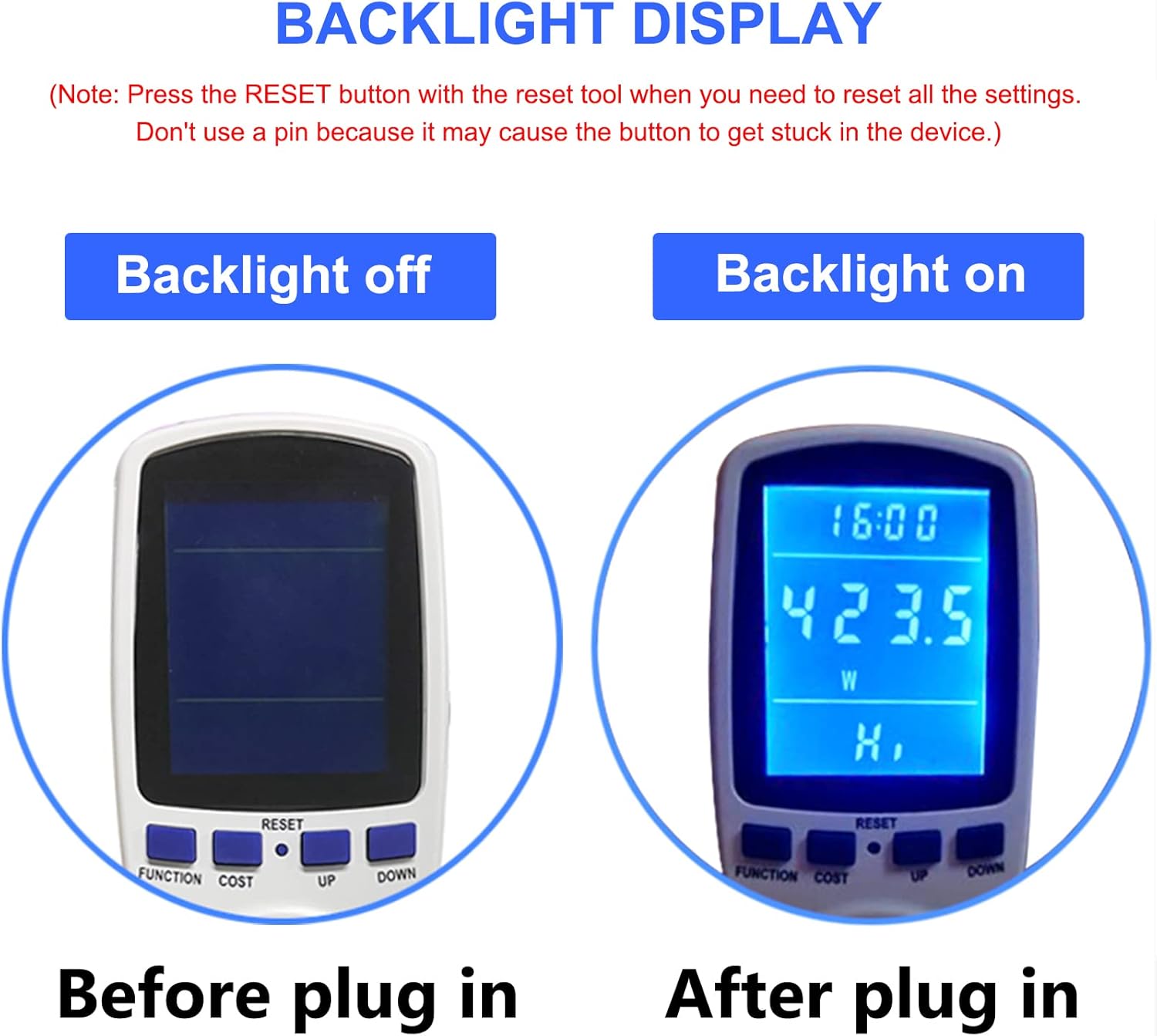 Upgraded Watt Power Meter Plug Home Electrical Usage Monitor Consumption, Energy Voltage Amps Kill Tester with Backlight, Overload Protection, 7 Modes Display - Image 4