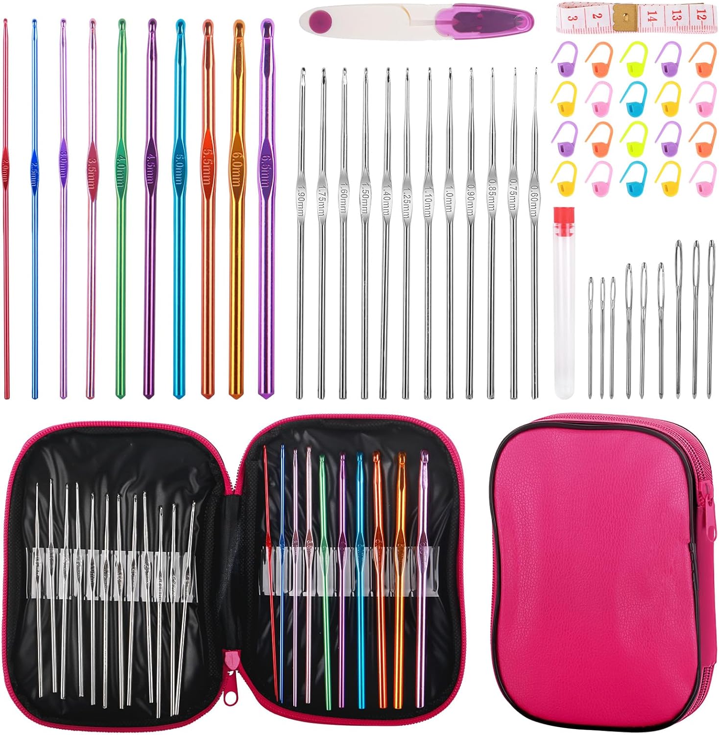 Crochet Hooks Set, 54 Pack Crochet Needles Set Crochet Kits for Beginners, Ergonomic Crochet Hooks Kit with Storage Case, Knitting Needles, Hand Craft Knitting Accessories for Crocheters - Image 1