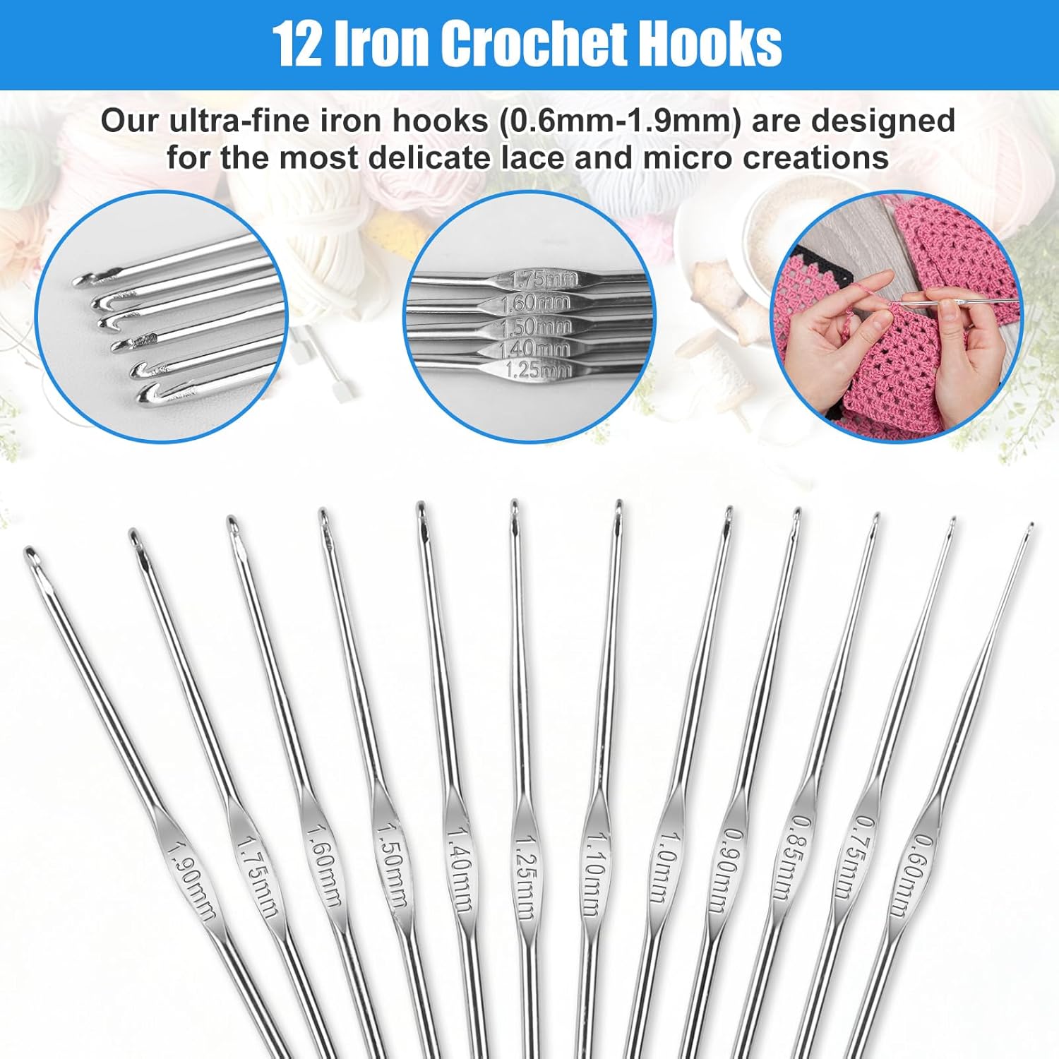 Crochet Hooks Set, 54 Pack Crochet Needles Set Crochet Kits for Beginners, Ergonomic Crochet Hooks Kit with Storage Case, Knitting Needles, Hand Craft Knitting Accessories for Crocheters - Image 4