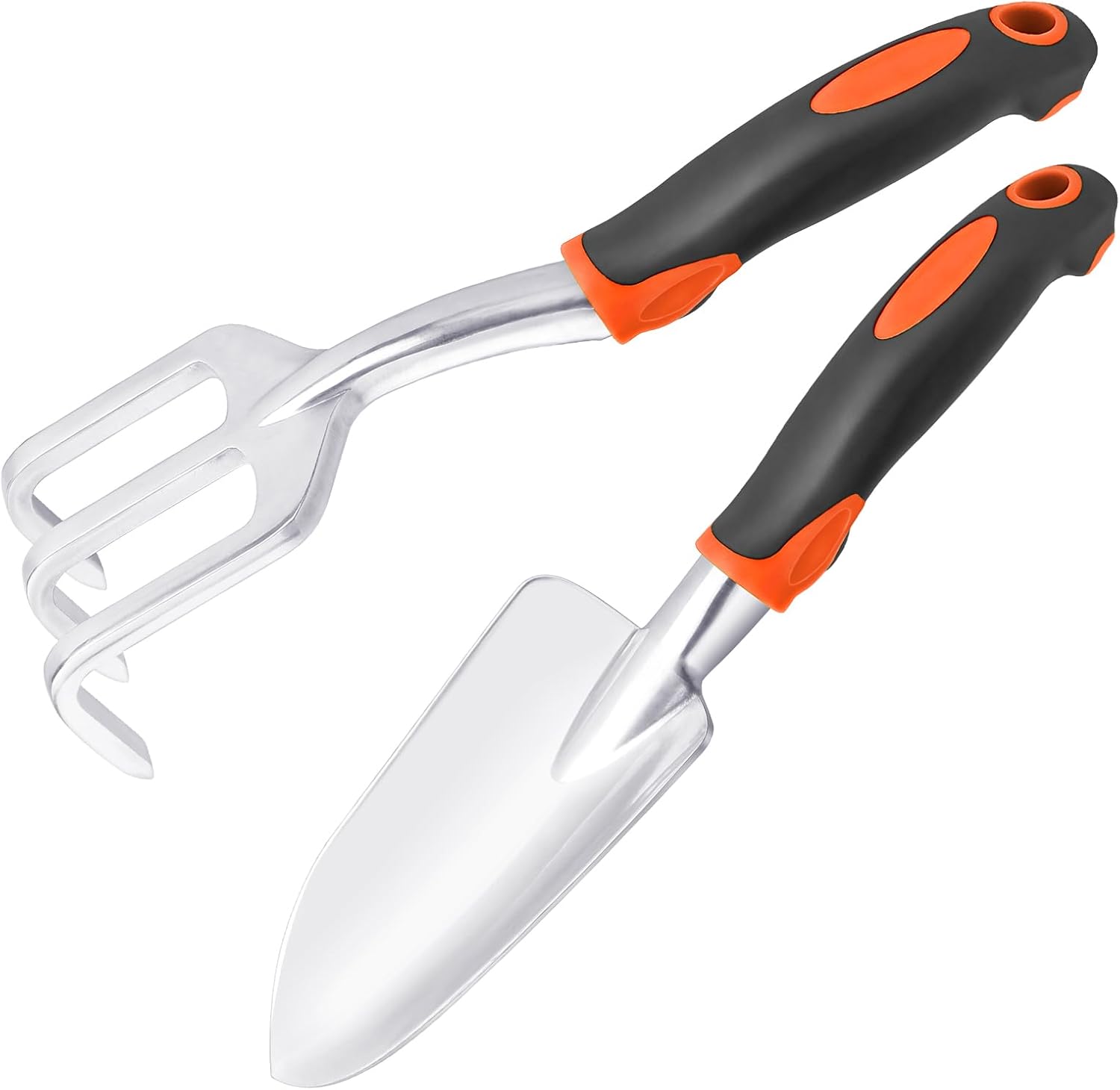Garden Tool Set, 2 Pack Heavy Duty Gardening Tools Set Include Garden Shovel and Hand Rake Claw Tool with Ergonomic Handle, Small Gardening Hand Tools for Digging Weeding Planting Transplanting - Image 1