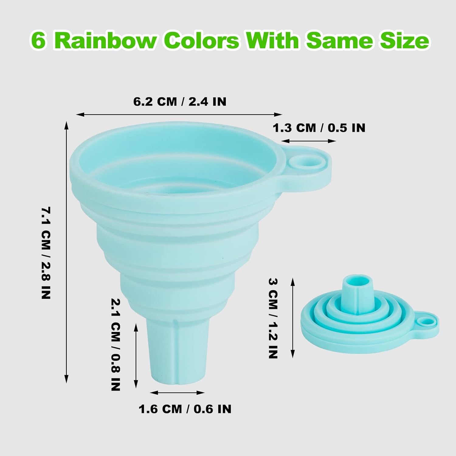 Kitchen Funnel Set 7 Pack, Collapsible Silicone Funnel for Filling Bottles, Beverage, Lab, Oil, Paint - Kitchen Gadgets Accessories Multicolor - Image 3