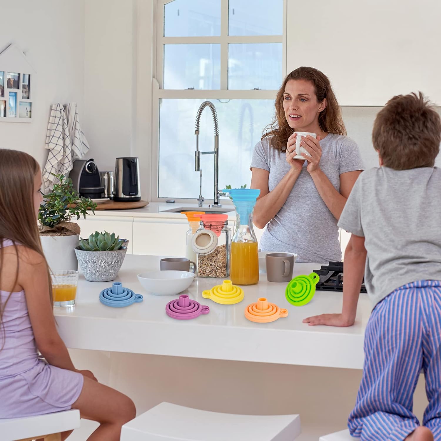 Kitchen Funnel Set 7 Pack, Collapsible Silicone Funnel for Filling Bottles, Beverage, Lab, Oil, Paint - Kitchen Gadgets Accessories Multicolor - Image 7