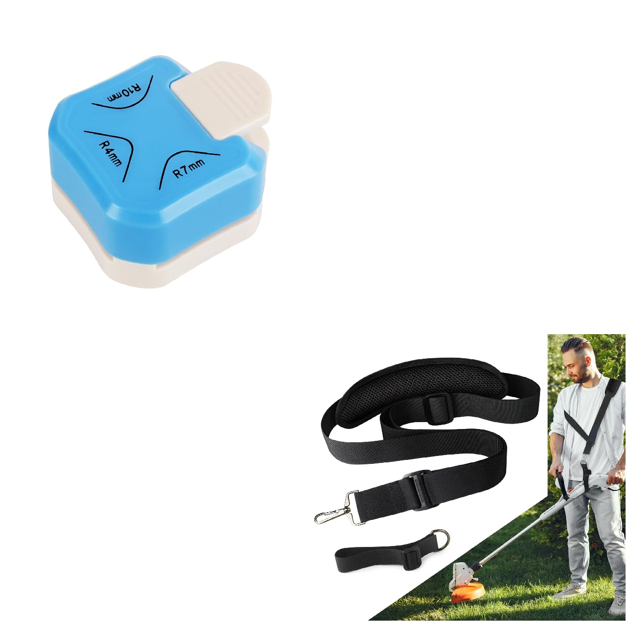 Paper Corner Rounder Punch, Corner Punch Corner Cutter Rounder for Cardstock + Trimmer Shoulder Strap for Weed, Adjustable Shoulder Straps Pads - Image 1