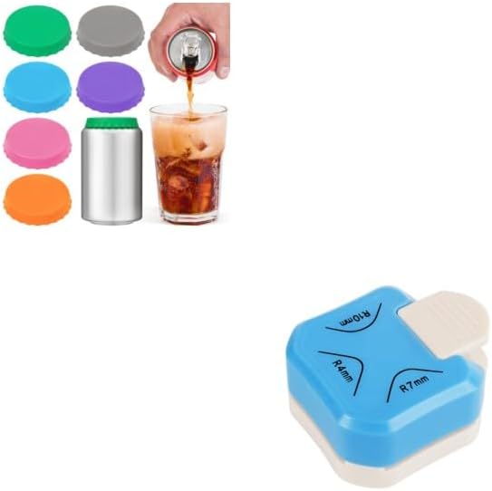 6 Pack Silicone Soda Can Cover Lids, Reusable Soda Can Lids Beer Can + Paper Corner Rounder Punch, Corner Punch Corner Cutter - Image 1