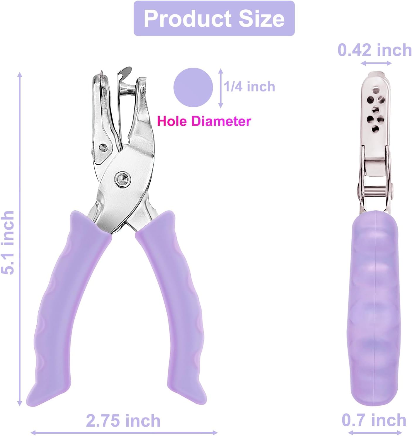 6 Pack Silicone Soda Can Cover Lids, Reusable Soda Can Lids + Single Hole Punch 1/4” Hole Puncher for Crafts Purple - Image 6