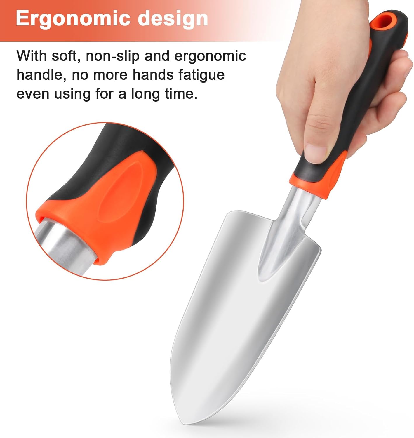 Garden Shovel Garden Hand Trowel, Heavy Duty Hand Shovel with Ergonomic Handle + Hand Rake Garden Tool, Heavy Duty Hand Cultivators for Gardening, Small Garden Claw Tool - Image 4