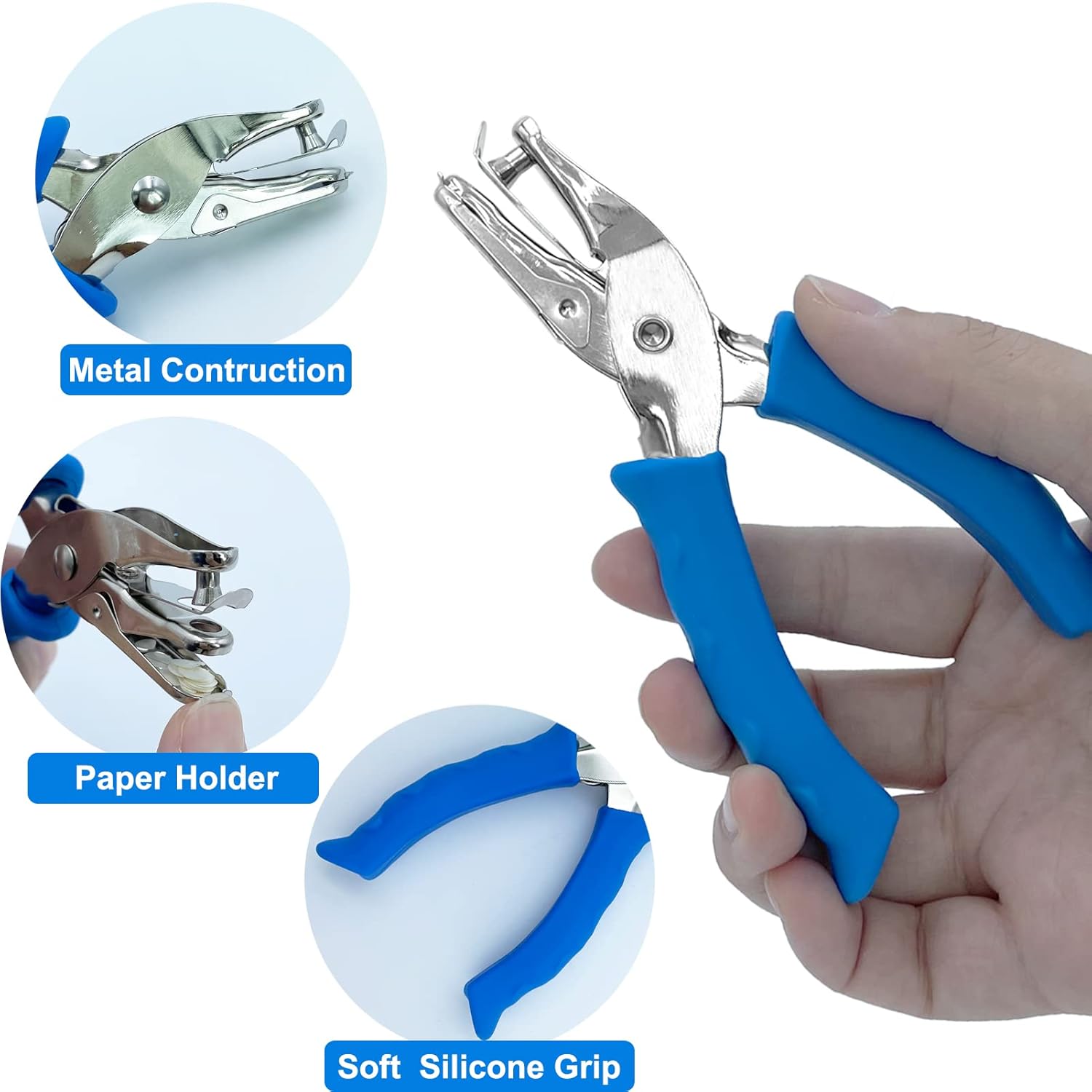 Single Hole Punch 1/4” Hole Puncher for Crafts, One Hole Paper Punch + Silicone Soda Can Cover Lids, Reusable Soda Can Lids Beer Can - Image 3