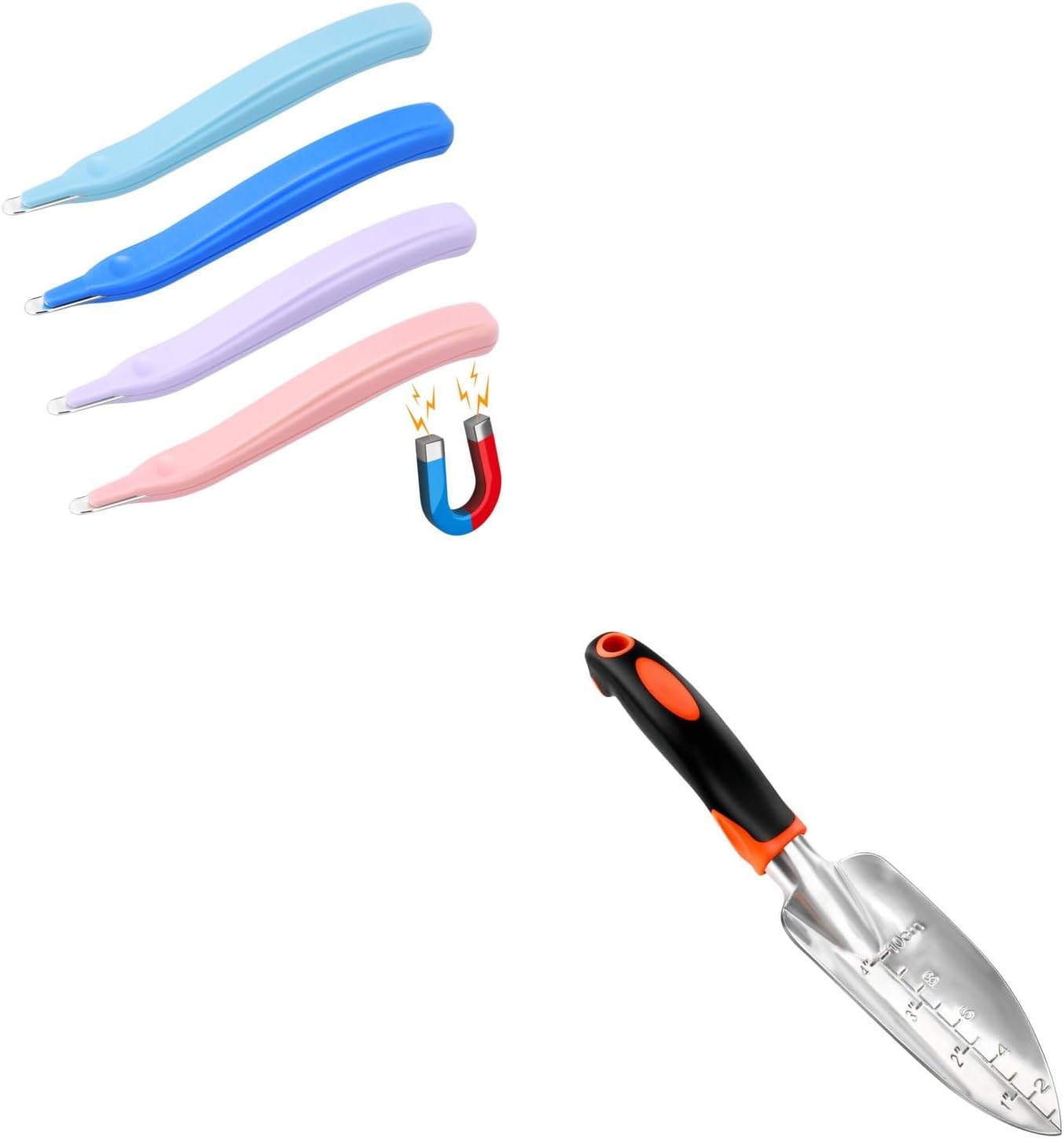 4 Pack Magnetic Staple Remover Tools, Professional Stapler Removers + Garden Shovel Trowel Garden Tool with Measurement Mark - Image 1