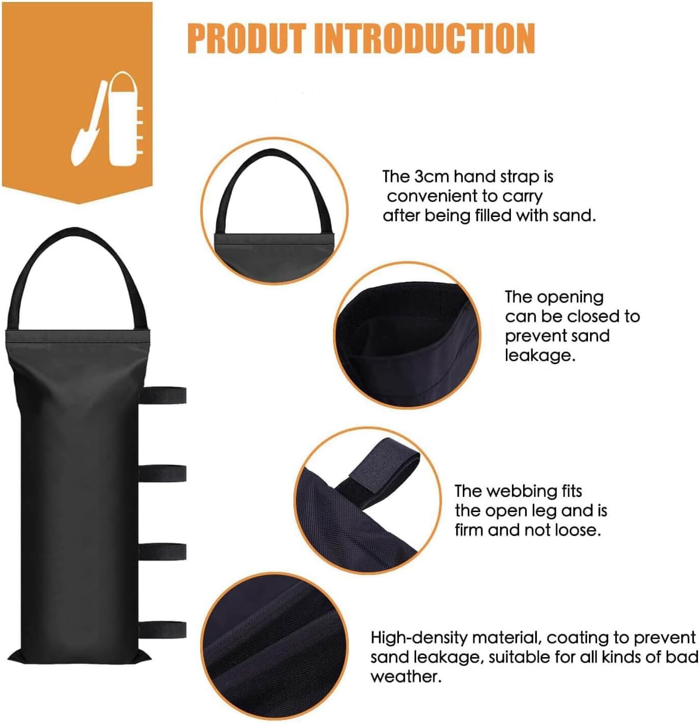 100 LBS Canopy Weights Sand Bags for Canopy Outdoor Advertising Tent Sunshade Fixed Windproof Pop up Canopy Tent（No Sand Black (4-Pack) - Image 4