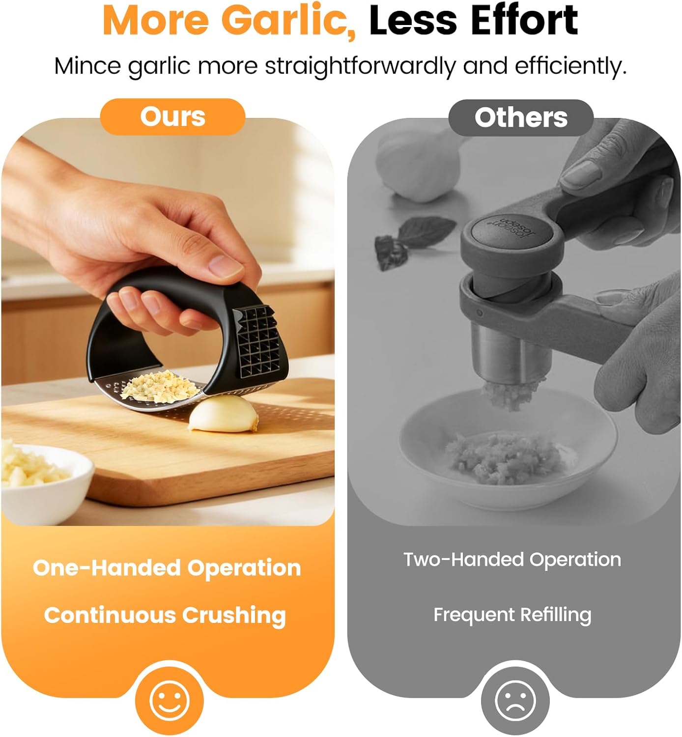 Garlic Press Rocker Set with Garlic Peeler & Cleaning Brush,Stainless Steel Garlic Mincer Crusher,Easy Kitchen Gadget for Effortless Smashing,Kitchen Essentials,Home and Kitchen Utensils Accessories - Image 2