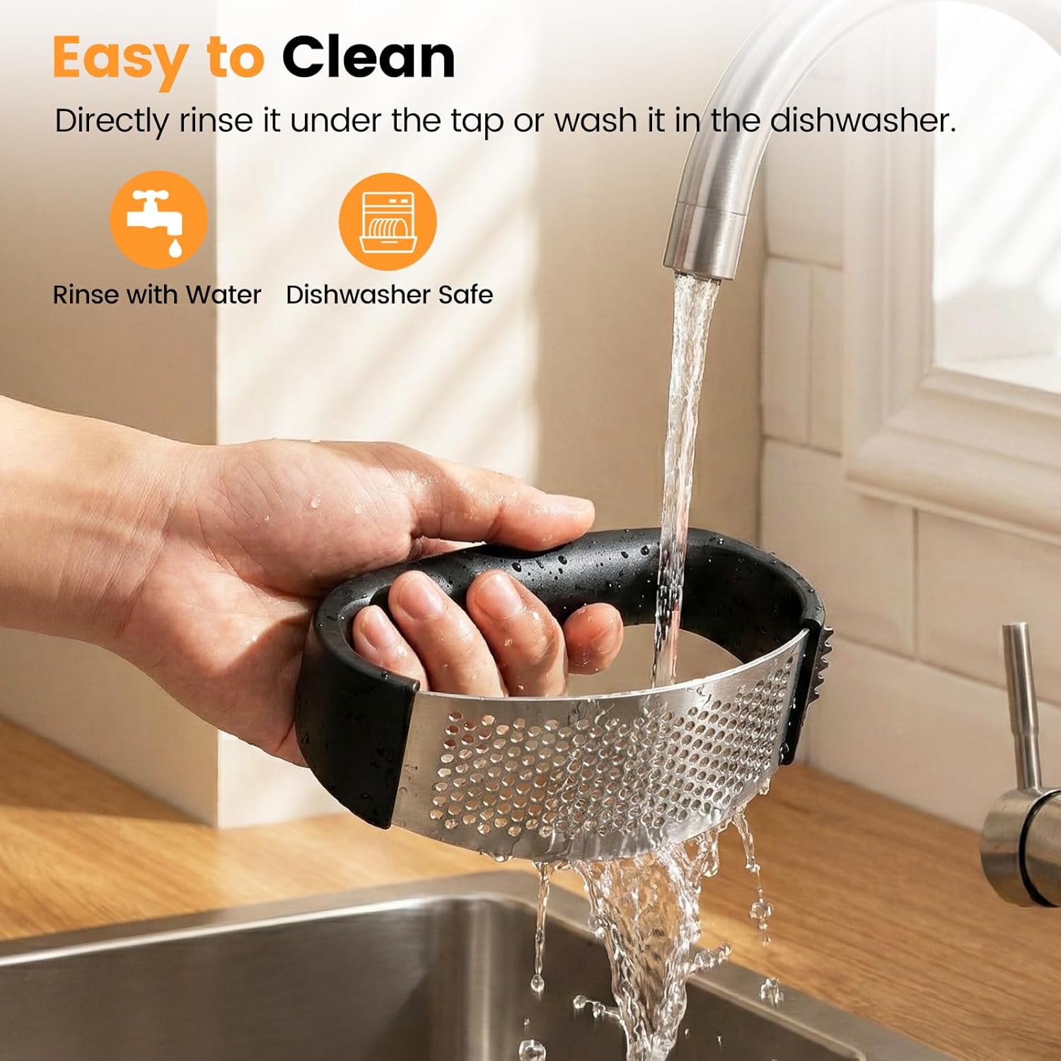 Garlic Press Rocker Set with Garlic Peeler & Cleaning Brush,Stainless Steel Garlic Mincer Crusher,Easy Kitchen Gadget for Effortless Smashing,Kitchen Essentials,Home and Kitchen Utensils Accessories - Image 6