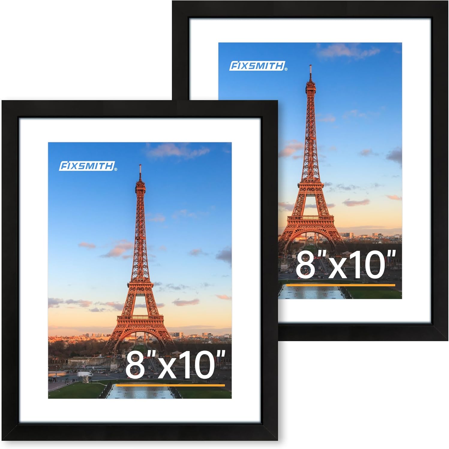 8x10 Picture Frame Set of 2, Photo Frame with HD Plexiglass, Display Pictures 5x7 with Mat or 8x10 Without Mat Multi Picture Frames Collage for Tabletop or Wall Display, Black - Image 1