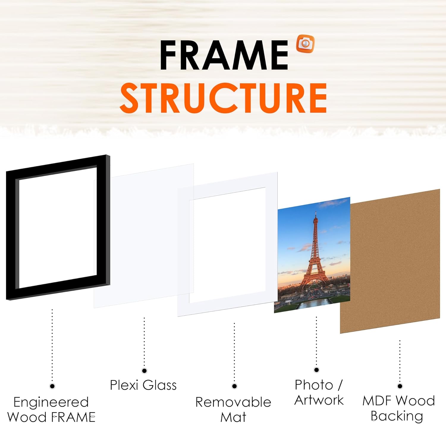8x10 Picture Frame Set of 2, Photo Frame with HD Plexiglass, Display Pictures 5x7 with Mat or 8x10 Without Mat Multi Picture Frames Collage for Tabletop or Wall Display, Black - Image 3