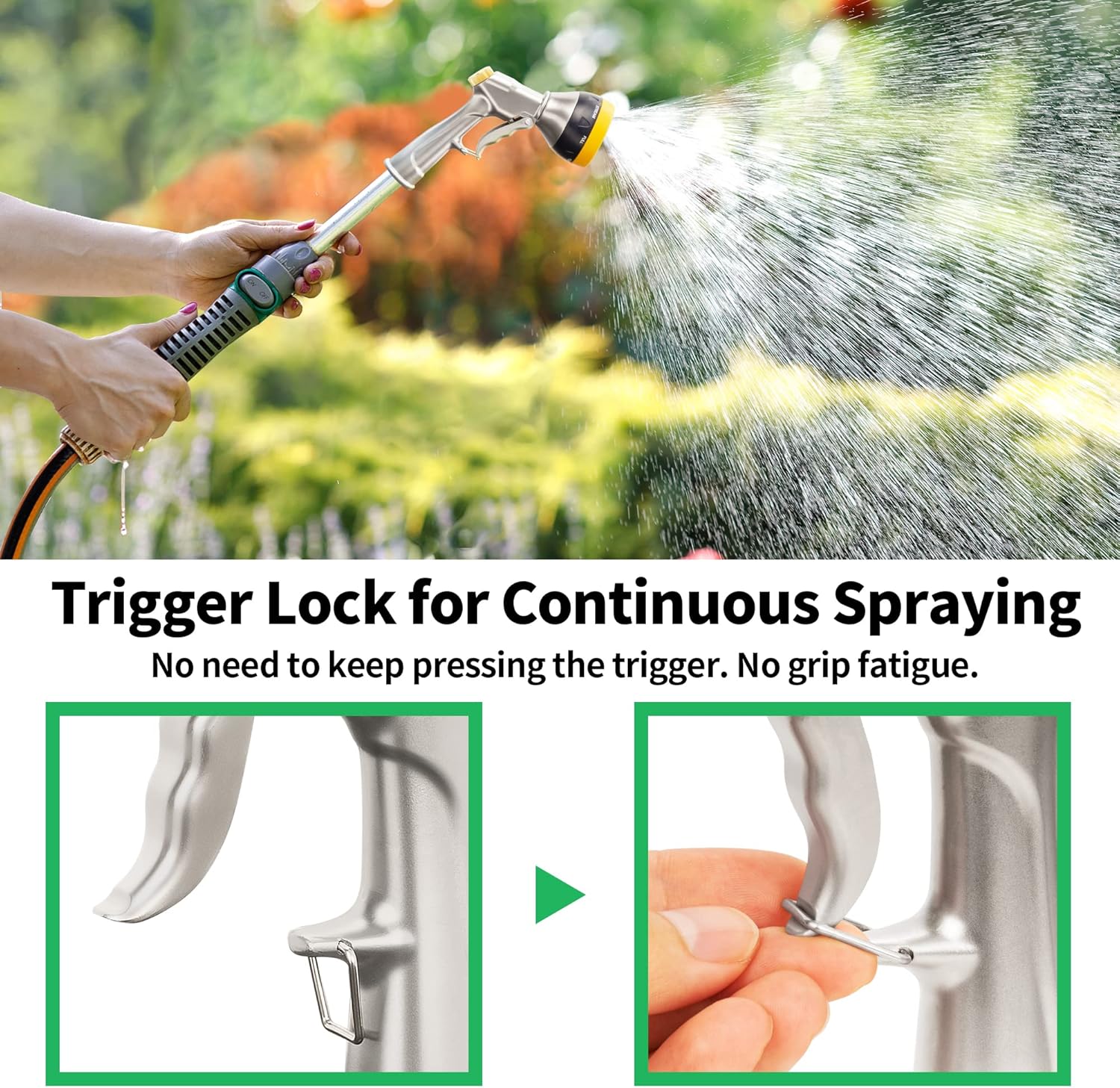 Garden Nozzle Sprayer, High Pressure Spray Nozzle, 100% Metal Water Hose Nozzle, 7 Patterns Watering Nozzle, Heavy Duty Sprayer Garden Nozzle for Watering Plants & Lawns, Washing Cars & Pets - Image 4