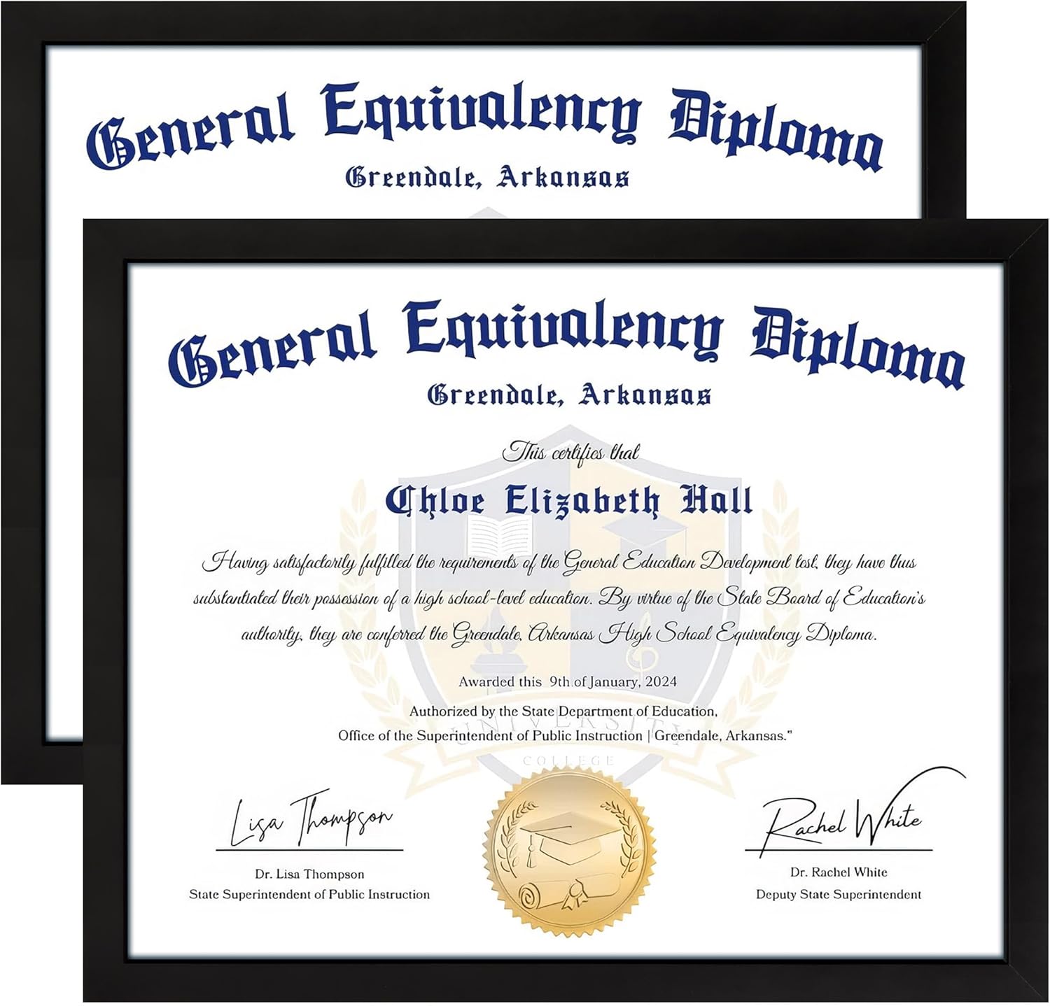 8.5x11 Diploma Frame, Black Picture Frame With Clear Plexiglass, 2 Pack Certificate for Wall Display, Document Frame, High School Diploma - Image 1