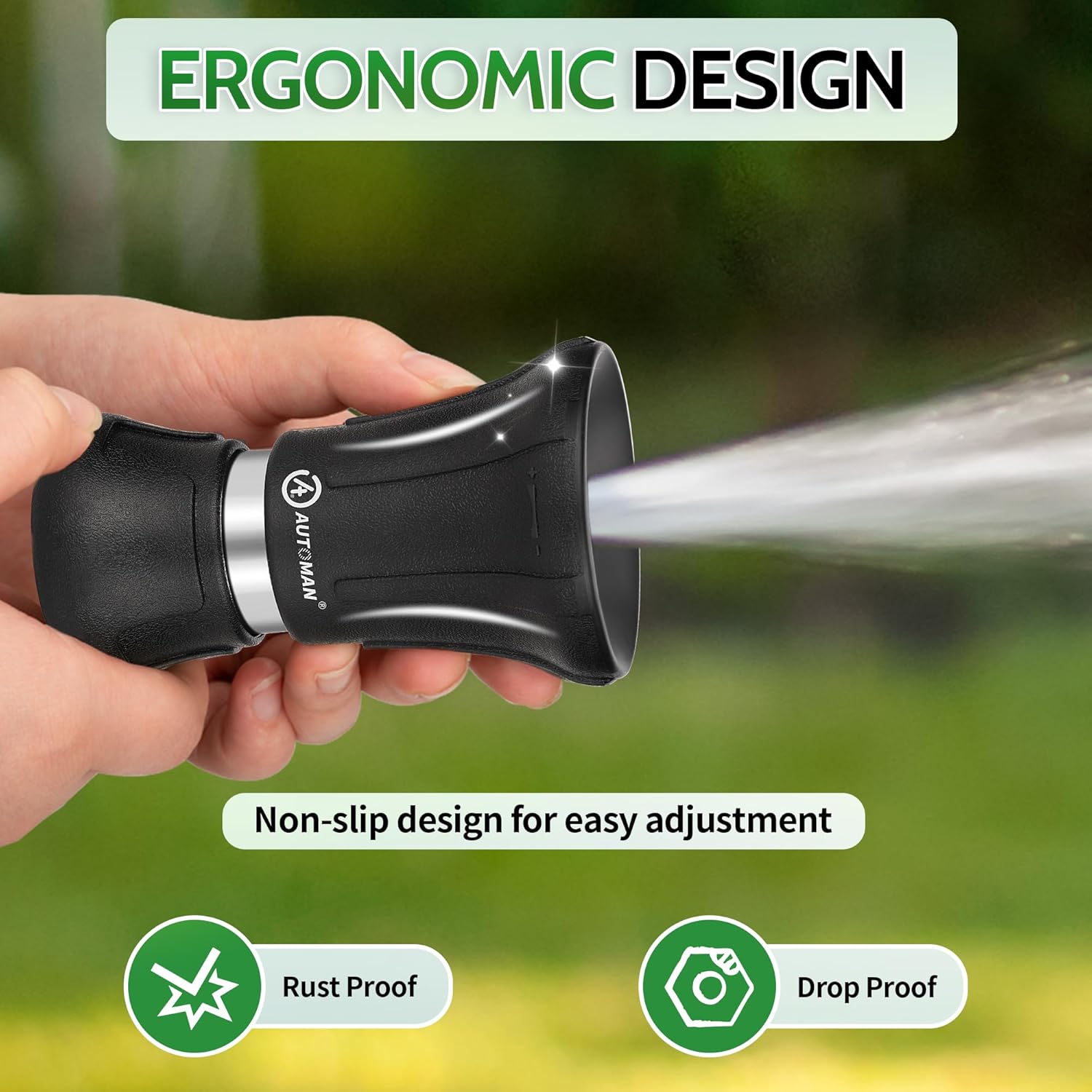 Garden Hose Nozzle Heavy Duty, Fireman Hose Nozzle, High Pressure Water Hose Sprayer Nozzle, Adjustable Spray Nozzles for Washing Car, Cleaning Ground, Watering Plants, Showing Pets - Image 5