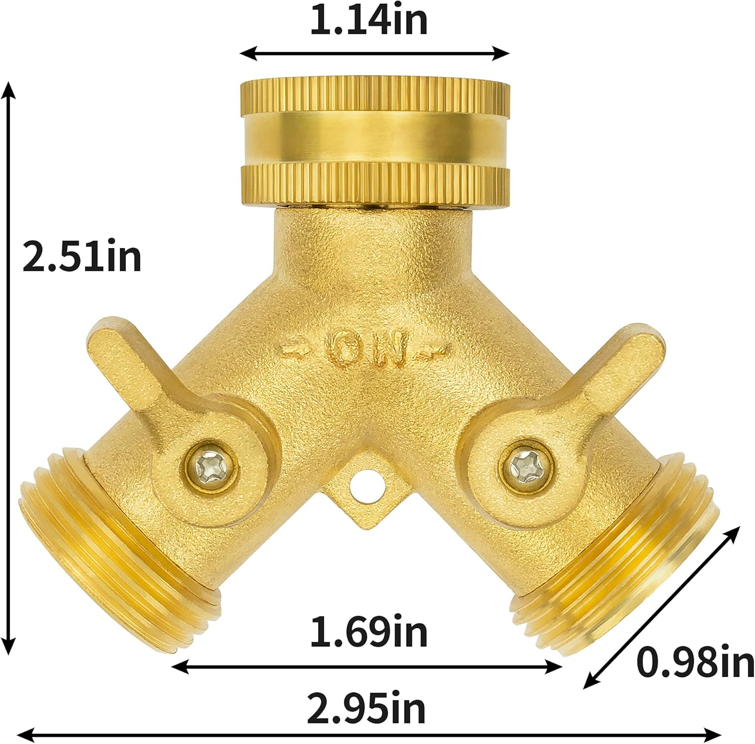 Hose Splitter 2 Way, Garden Hose Splitter, 100% Rustproof Brass Water Hose Splitter with Adjustable Flow Valves, Seamless Design & 2 Extra Rubber Washers - 3/4