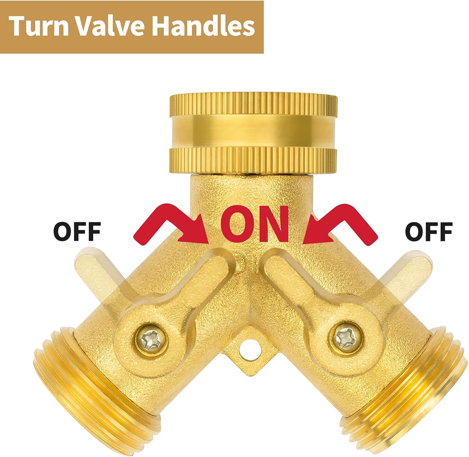 Hose Splitter 2 Way, Garden Hose Splitter, 100% Rustproof Brass Water Hose Splitter with Adjustable Flow Valves, Seamless Design & 2 Extra Rubber Washers - 3/4