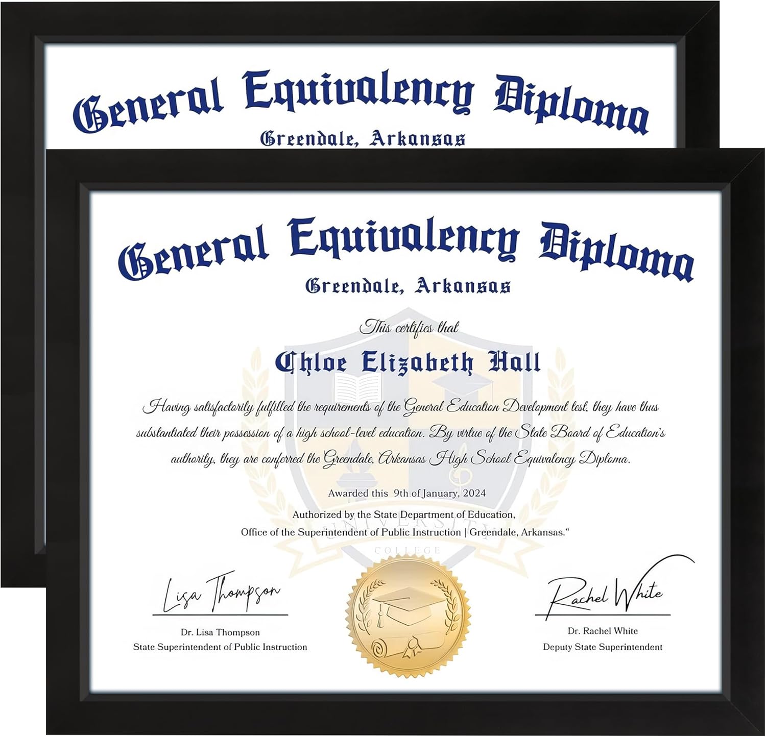 8.5x11 Diploma Frame, Black Picture Frame with Clear Plexiglass, 2 Pack Certificate Frame for Tabletop or Wall Display, 8.5x11 Document Frame, High School Diploma Frames - Image 1
