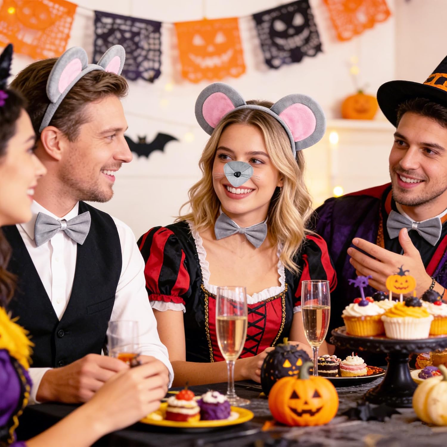 Mouse Costume Accessory Set,Rat Costume Set,Mouse Costume Set Includes Ear Headband,Tail,Nose,Bow Tie for Halloween - Image 7