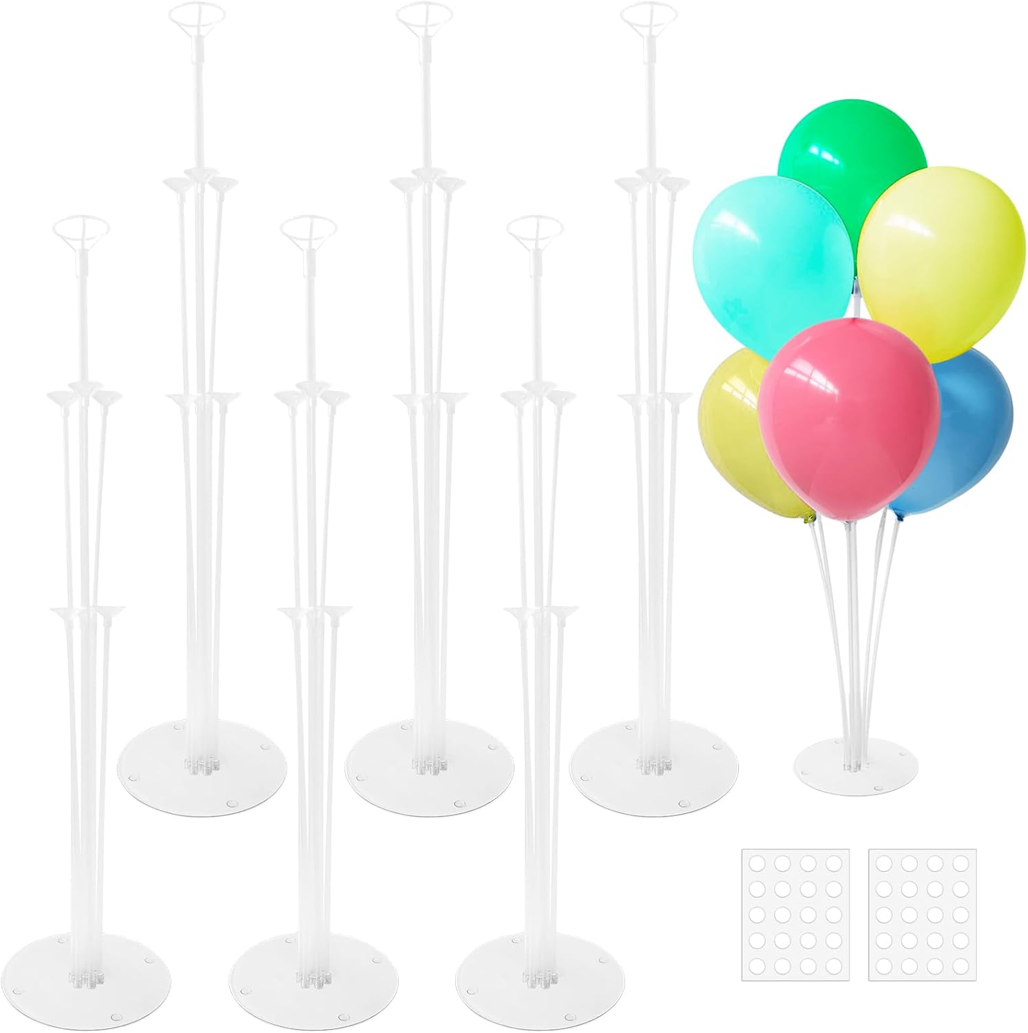 6 Sets Balloon Sticks with Base,Balloon Stand Kits,Balloon Stands with Base for Table Center Floor Birthday Wedding Party Decorations - Image 1